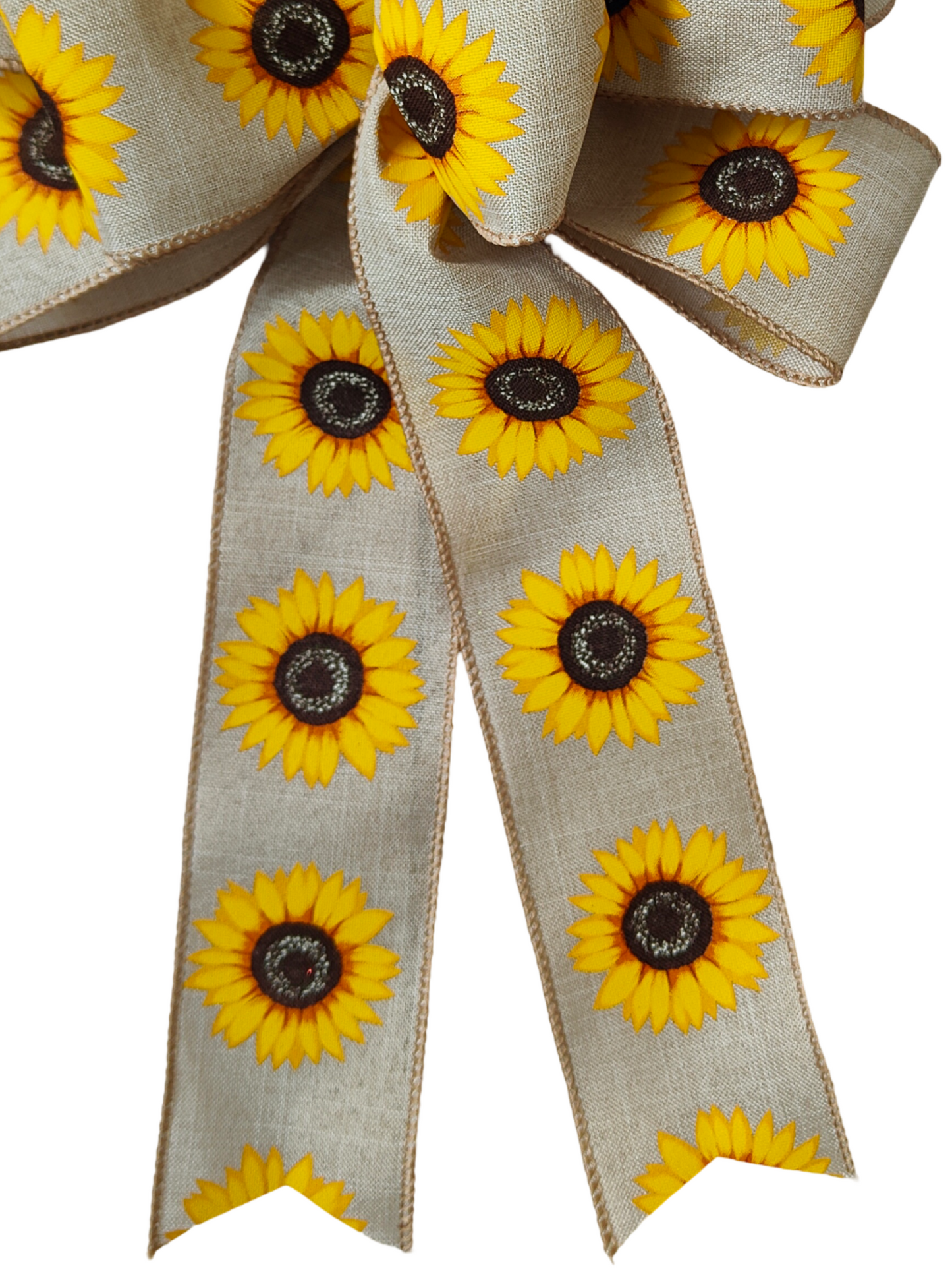 Sunflower Flower Wreath Bow 10 inch