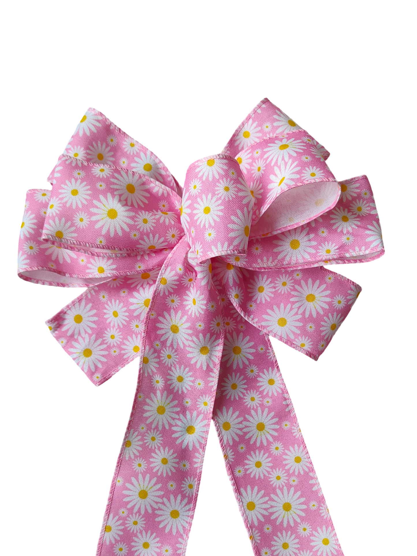 Pink White Daisy Flower Wreath Bow summer