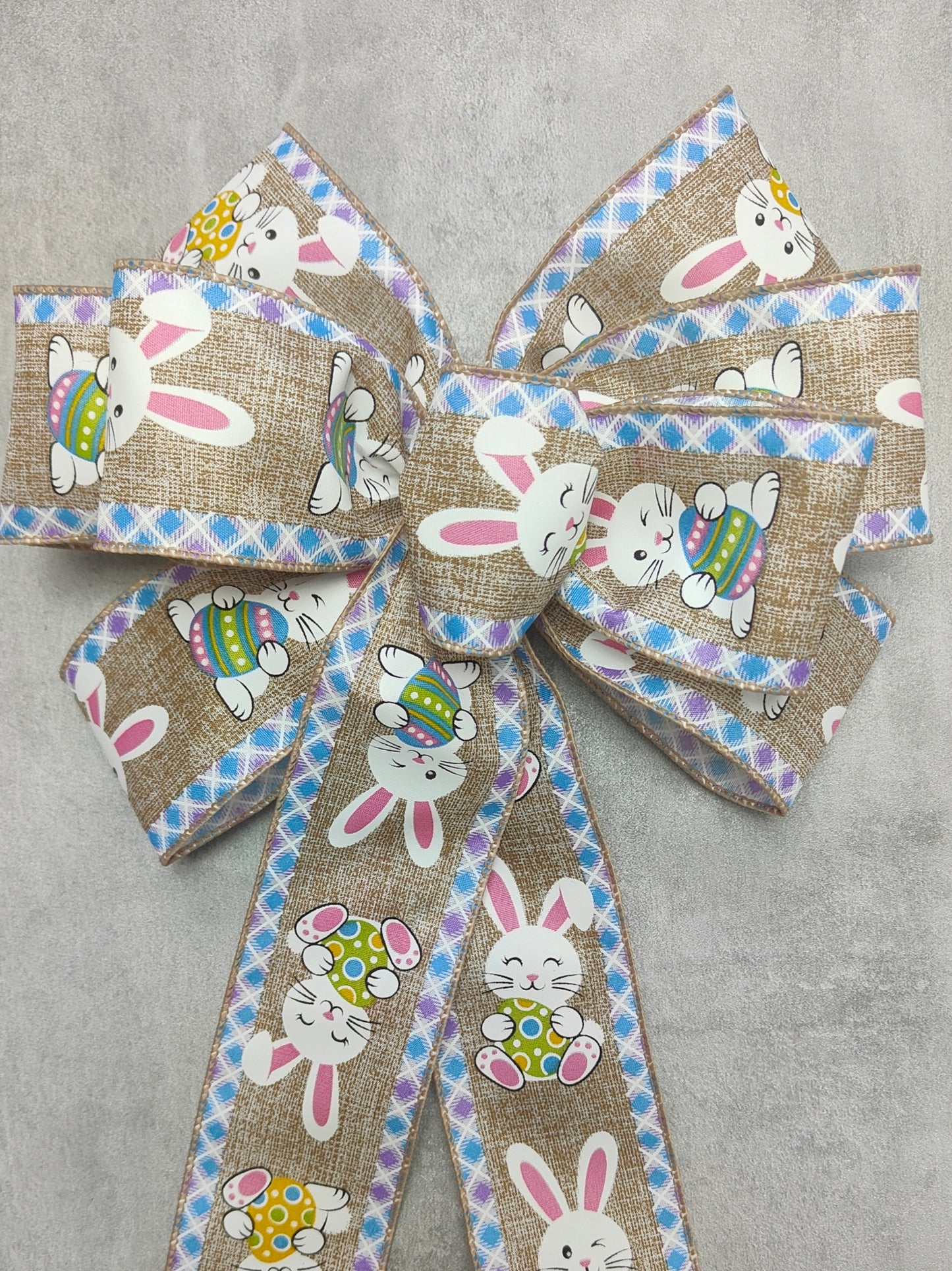 Beige Pink Easter Egg Bunny Bow wreath