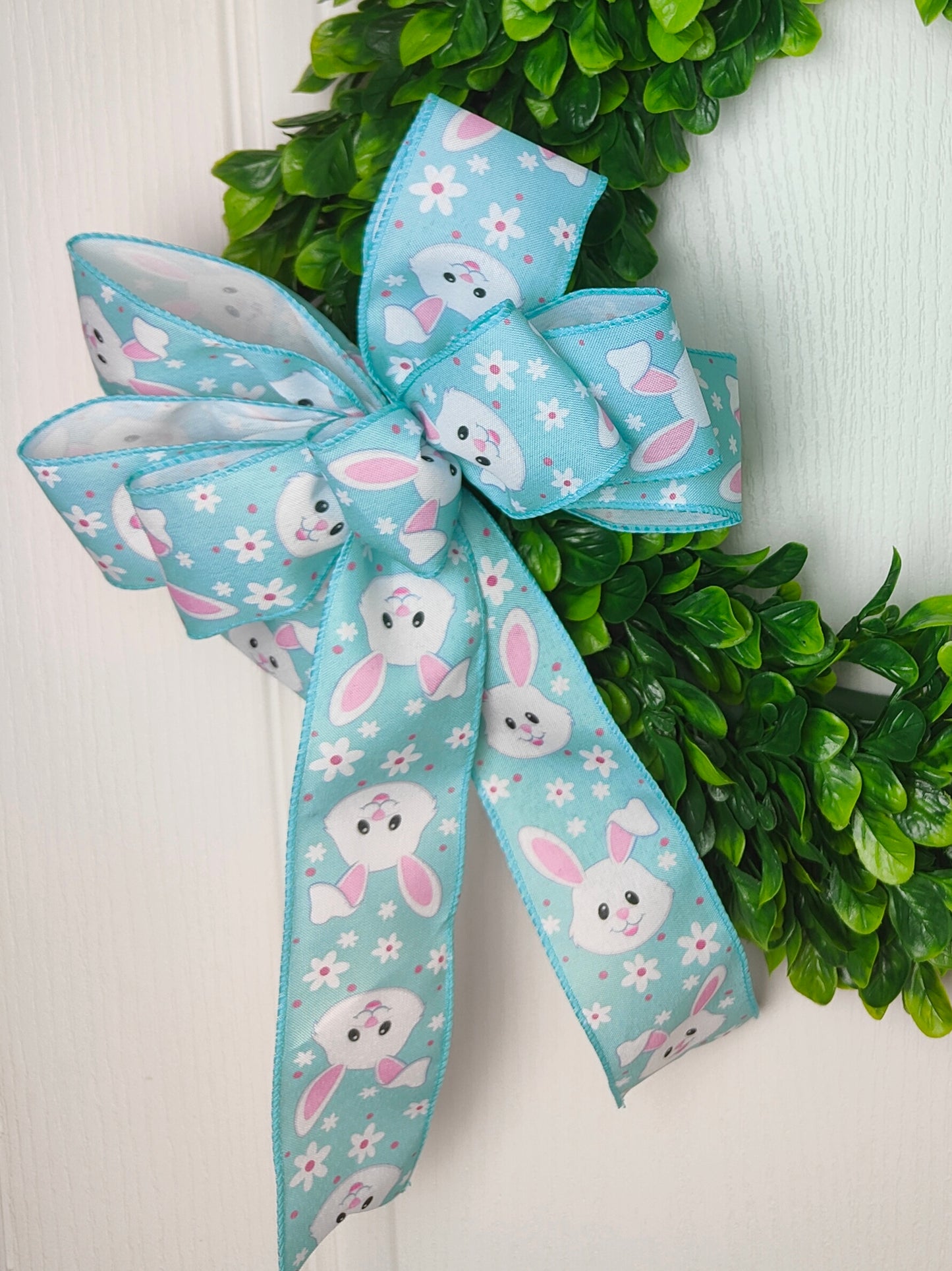 Blue Easter Bunny Wreath Bow