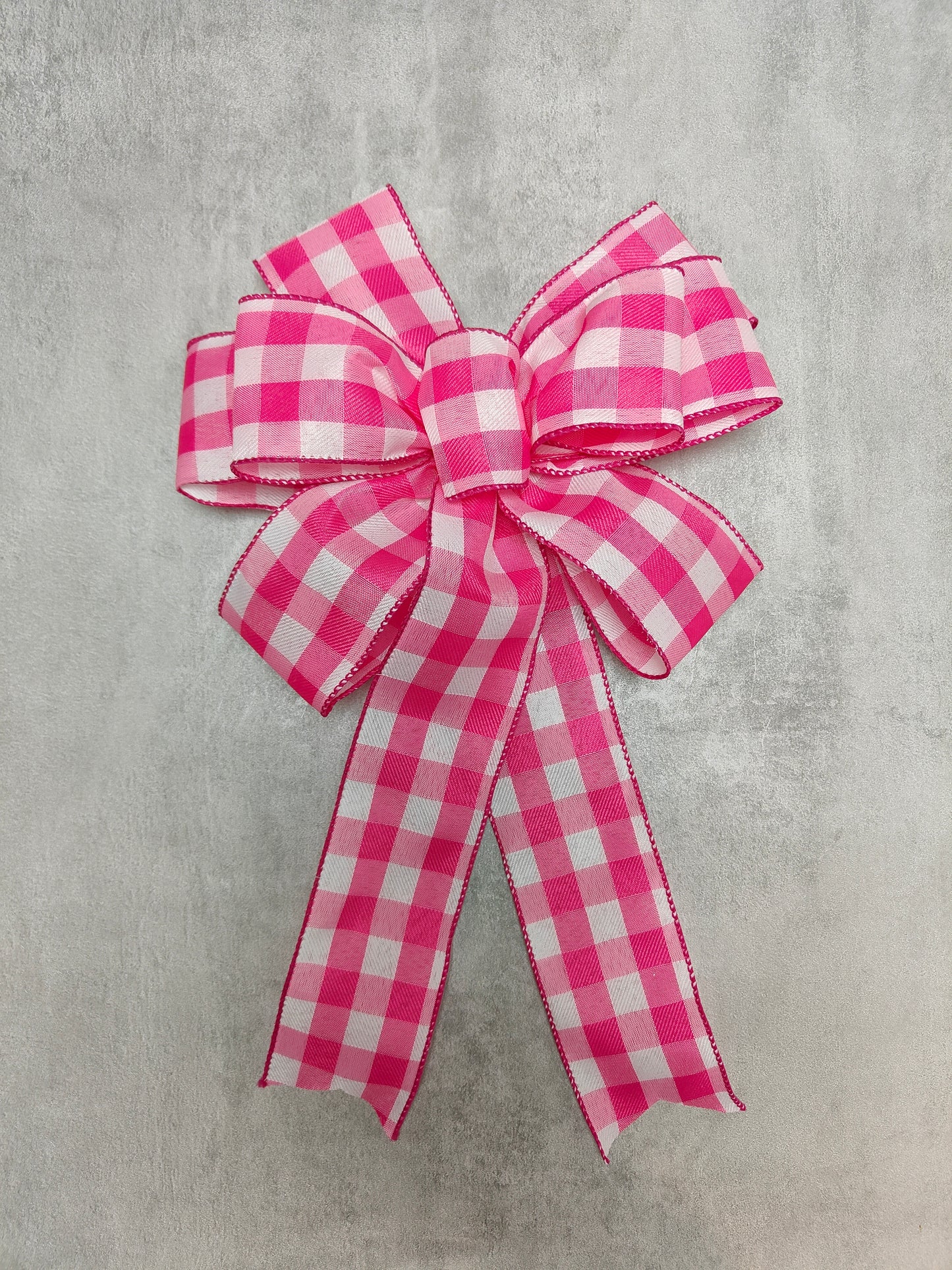 pink white bow wreath gingham check summer gift bows easter