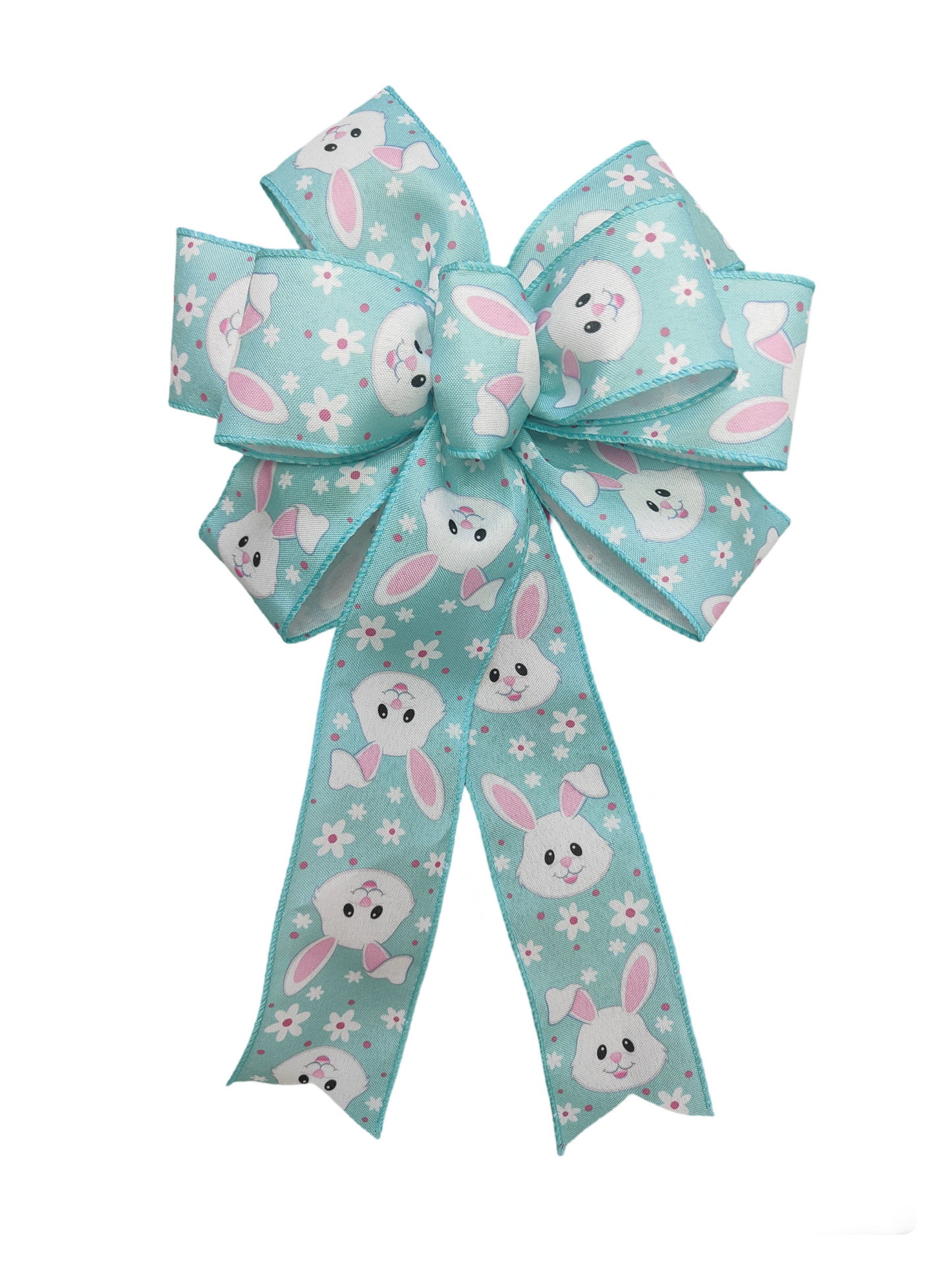 Blue White Easter Bunny Wreath Bow