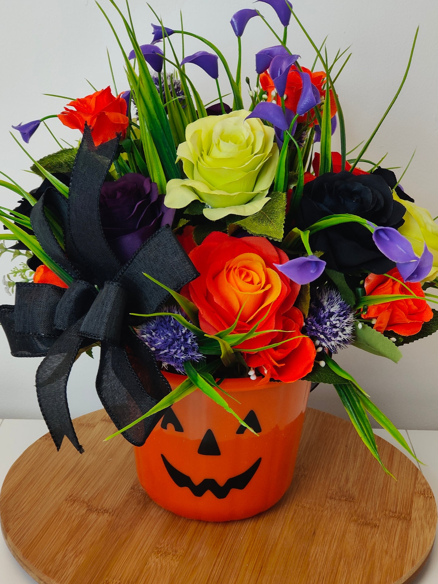 Bright Halloween Pumpkin Artificial Flower Arrangement