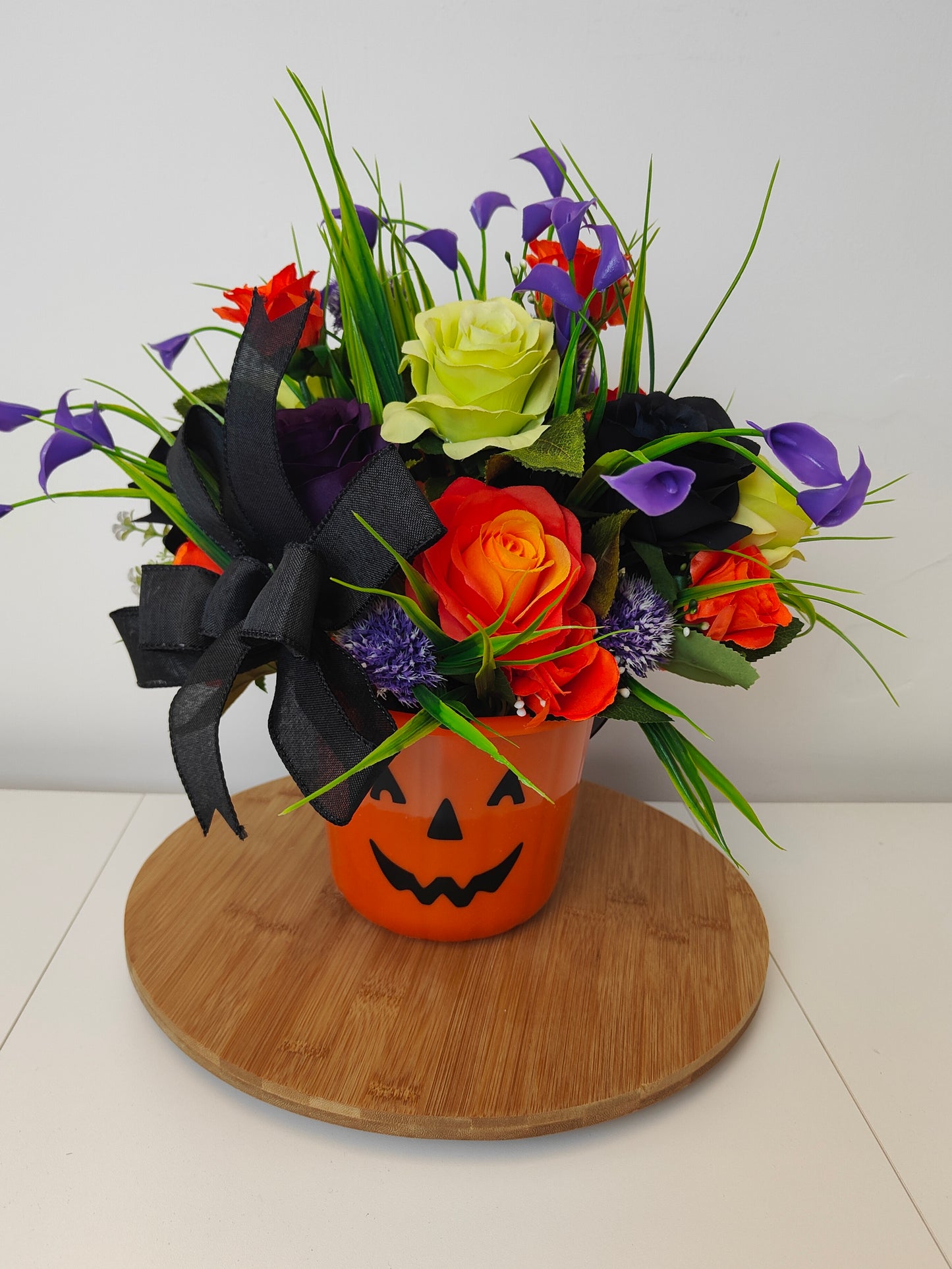 Bright Halloween Pumpkin Artificial Flower Arrangement