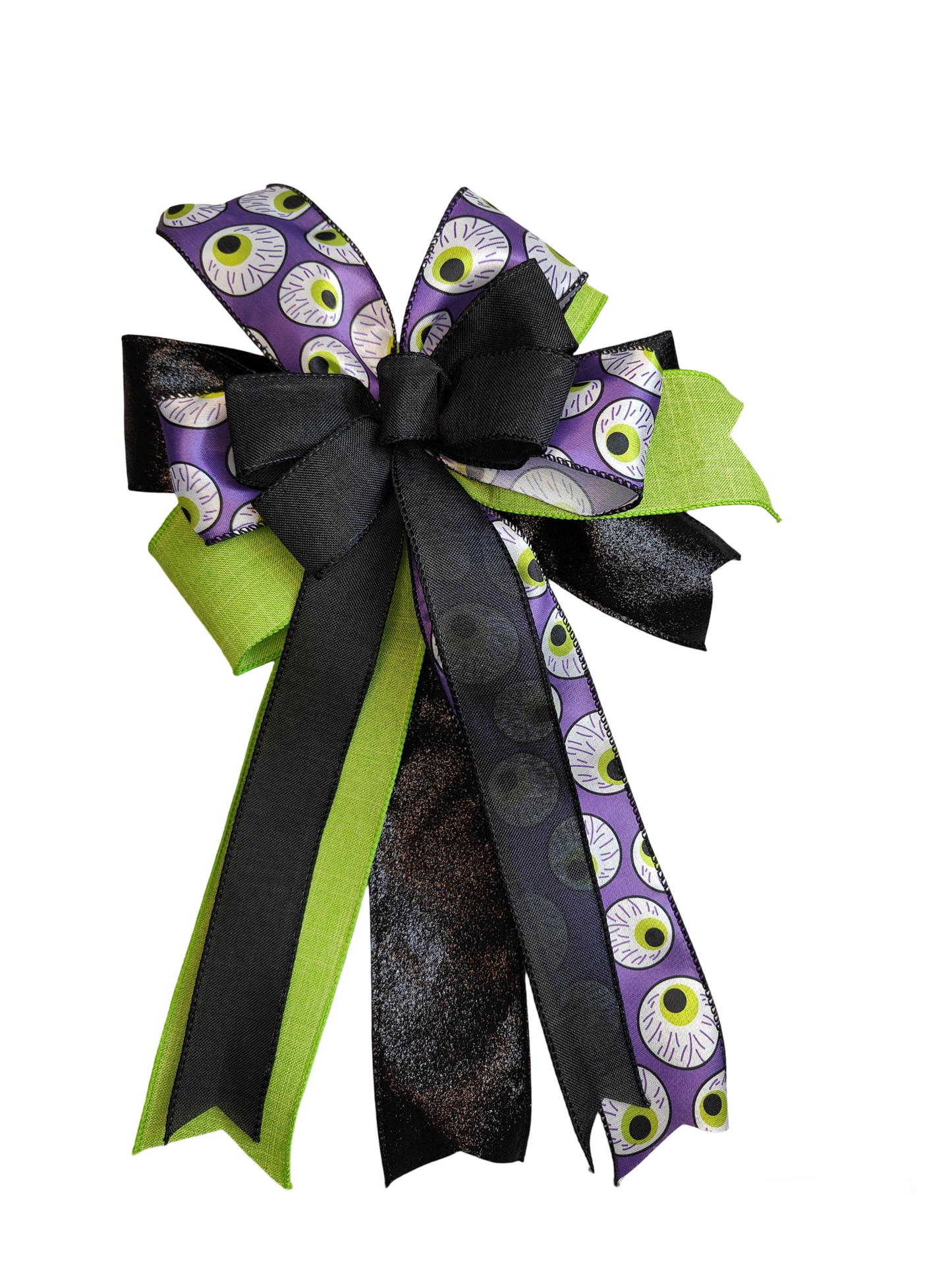 Black Eyeball Halloween Bow 10 inch With Tails