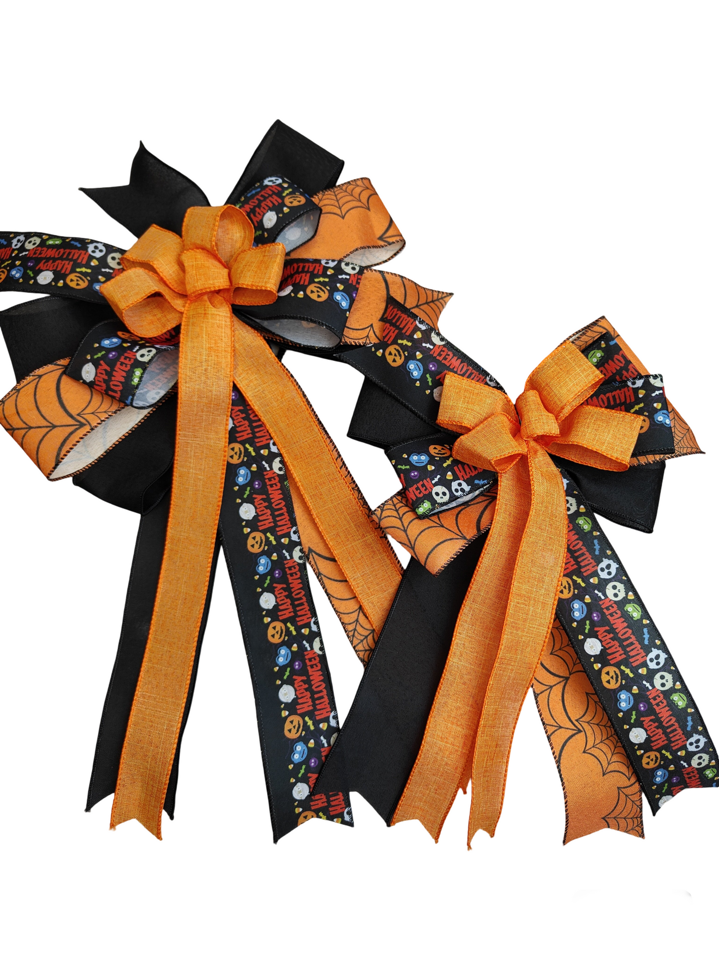 Black Orange Halloween Bow 14 Inch