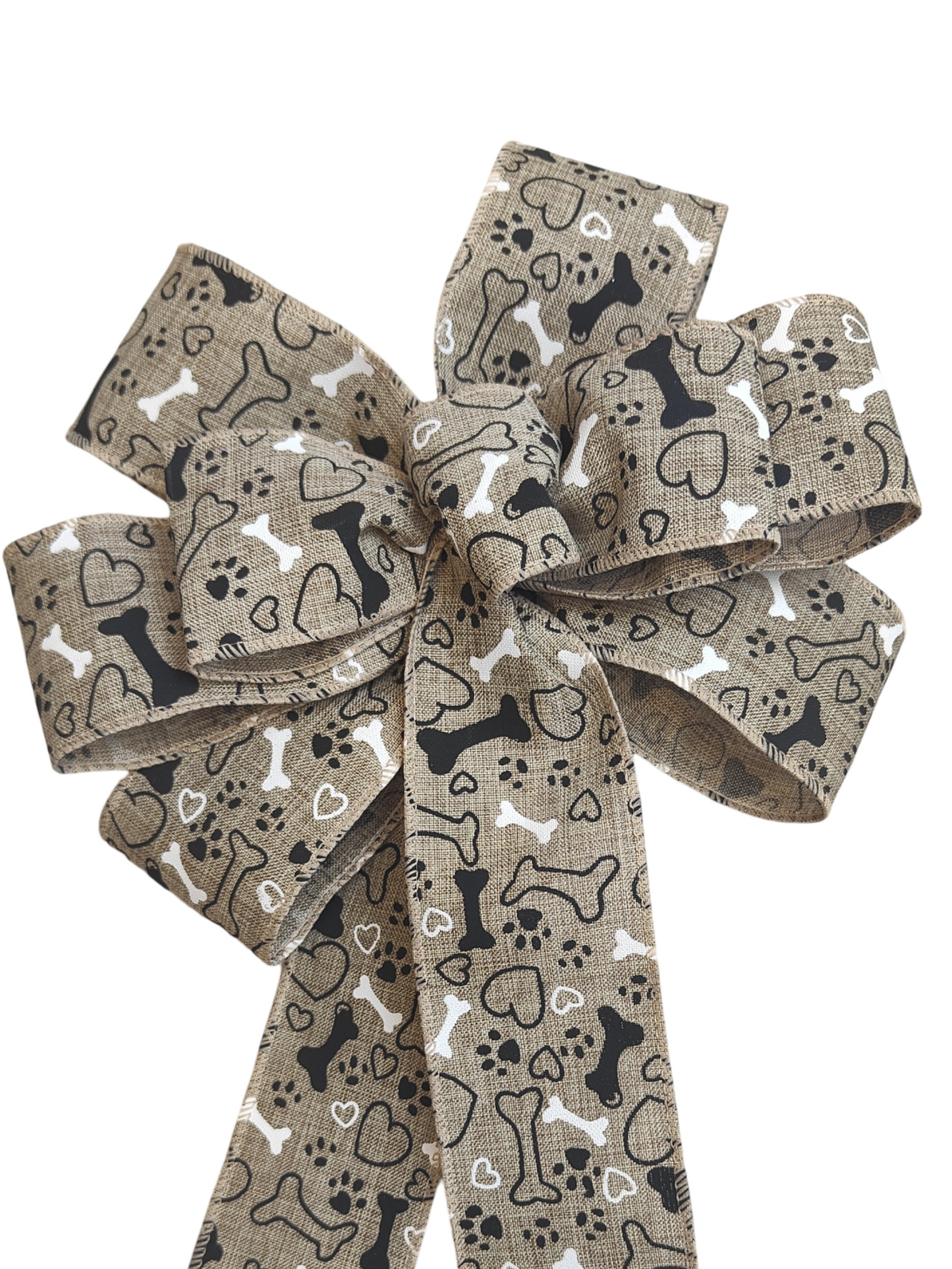 Dog Print Brown Bow 10 inch