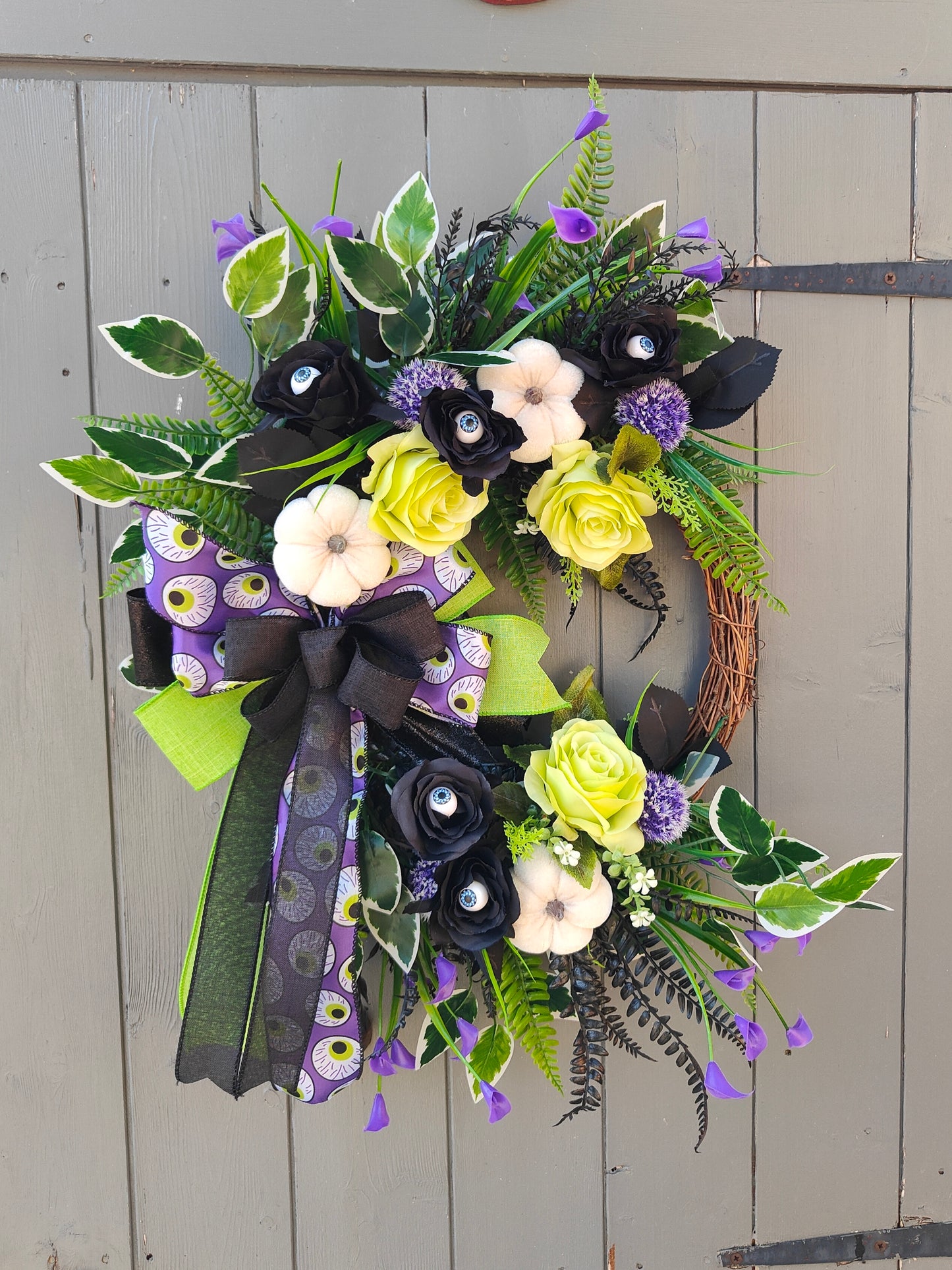 Eyeball Black Purple Green Artificial Flower Wreath