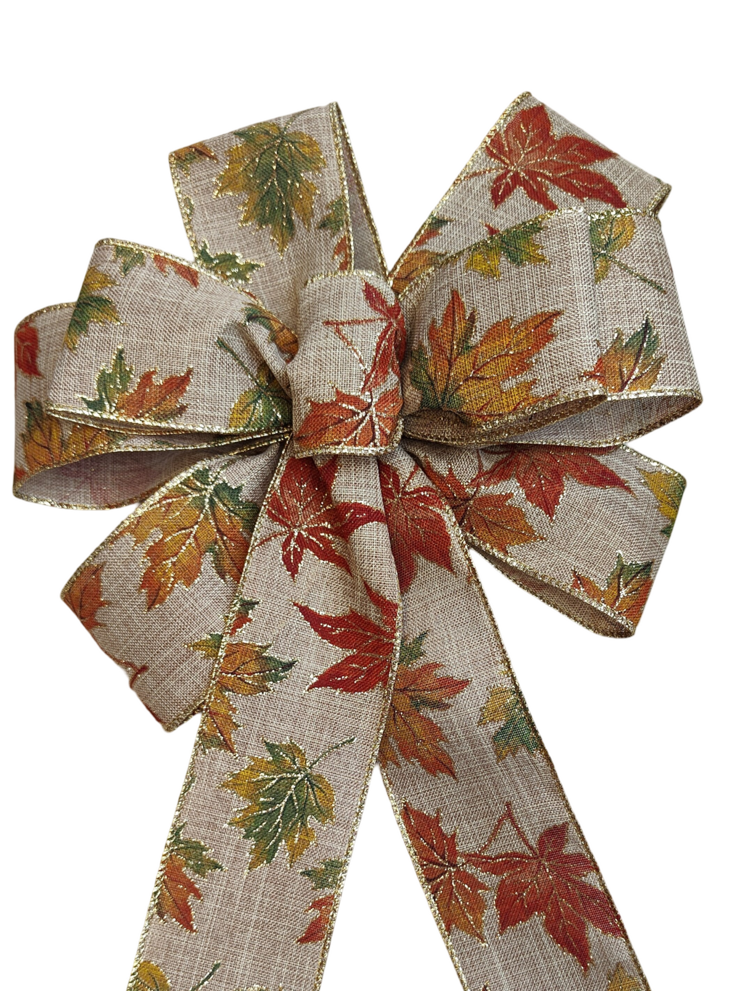 Autumn Leaves Gold Glitter Bow Wreath