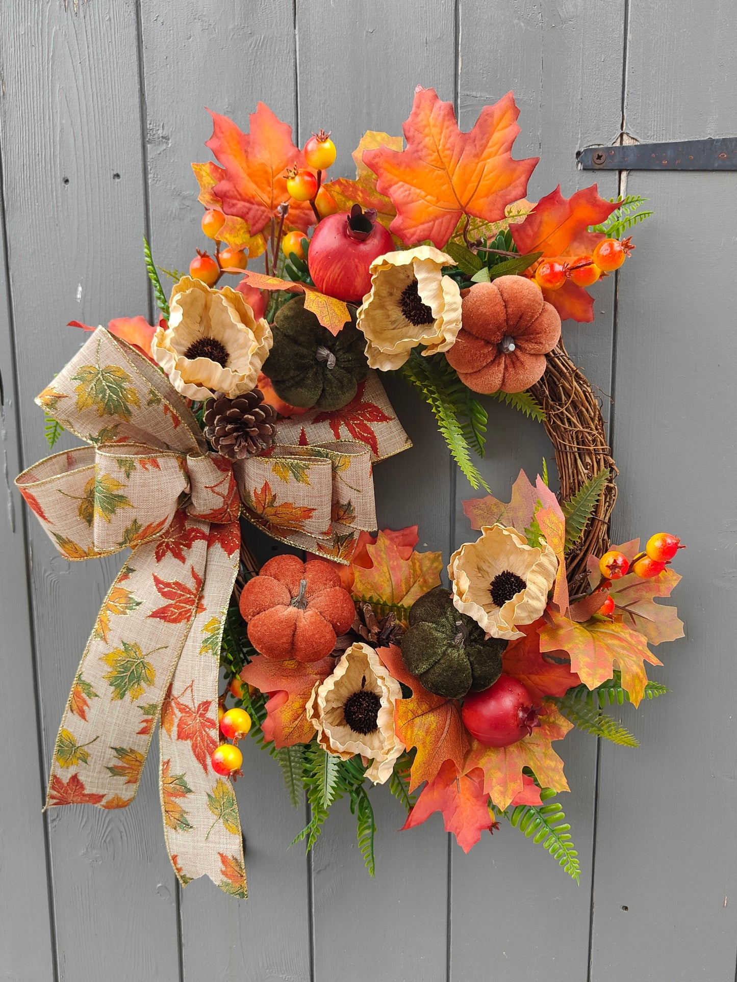 Pumpkin Spice Artificial Flower Wreath