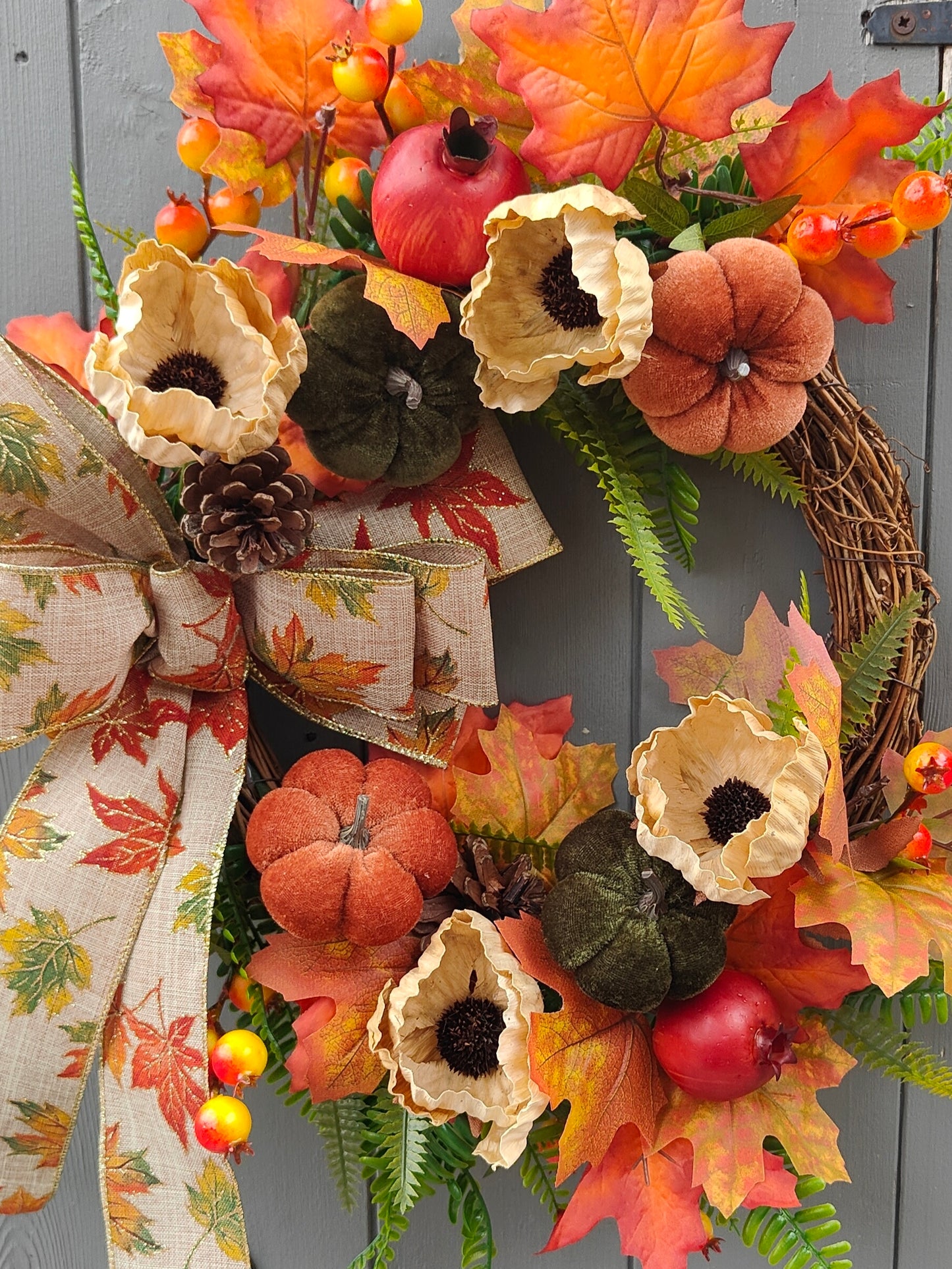 Pumpkin Spice Artificial Flower Wreath
