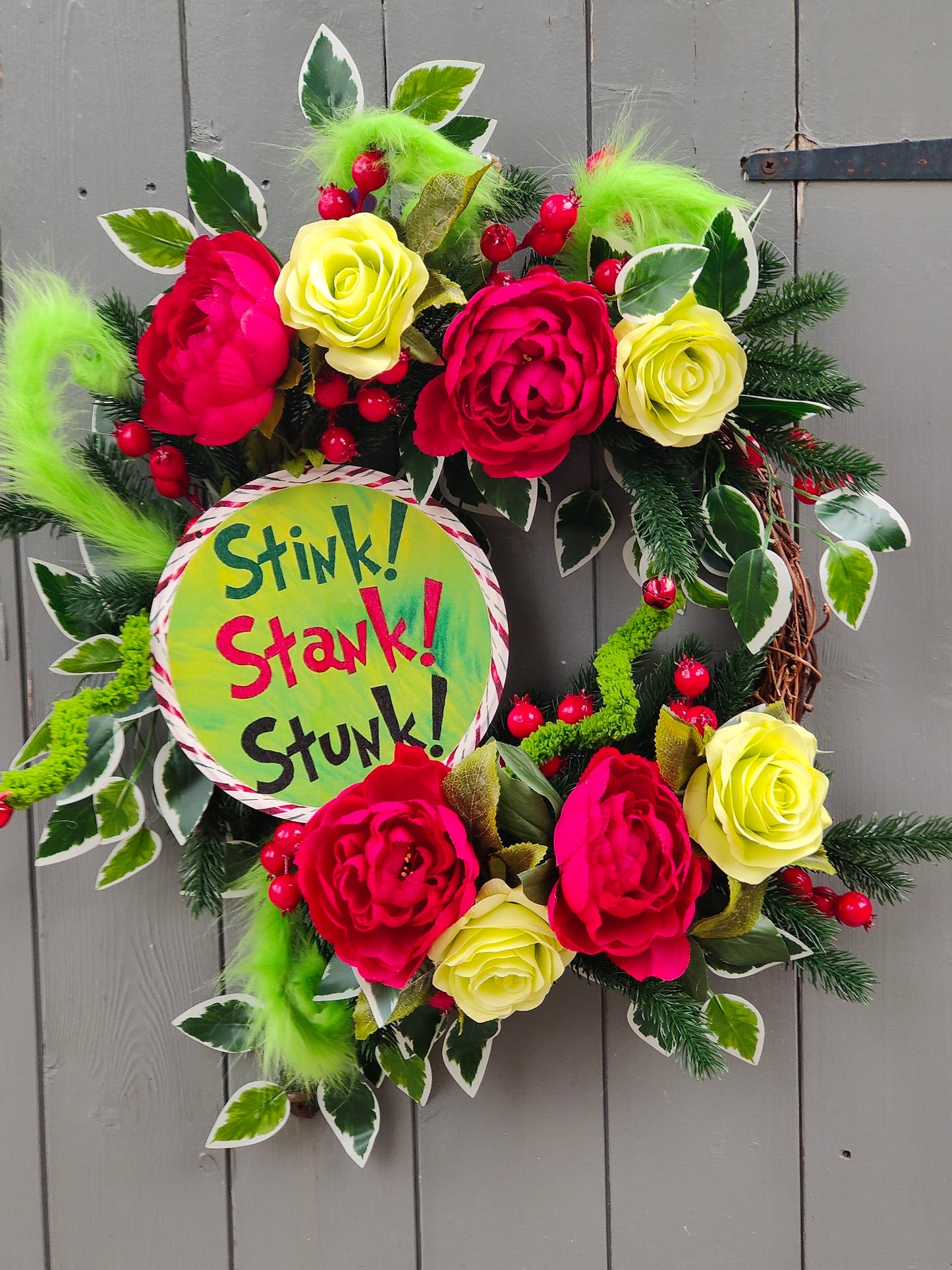 Red Green Christmas Monster Artificial Flower Wreath