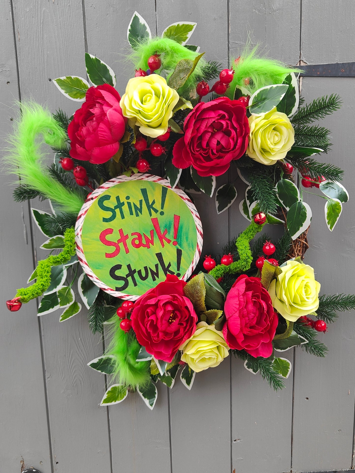 Red Green Christmas Monster Artificial Flower Wreath
