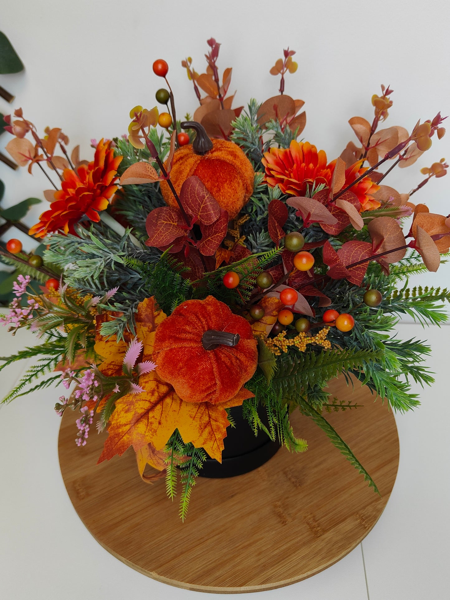 Halloween Velvet Pumpkin Artificial Flower Arrangement