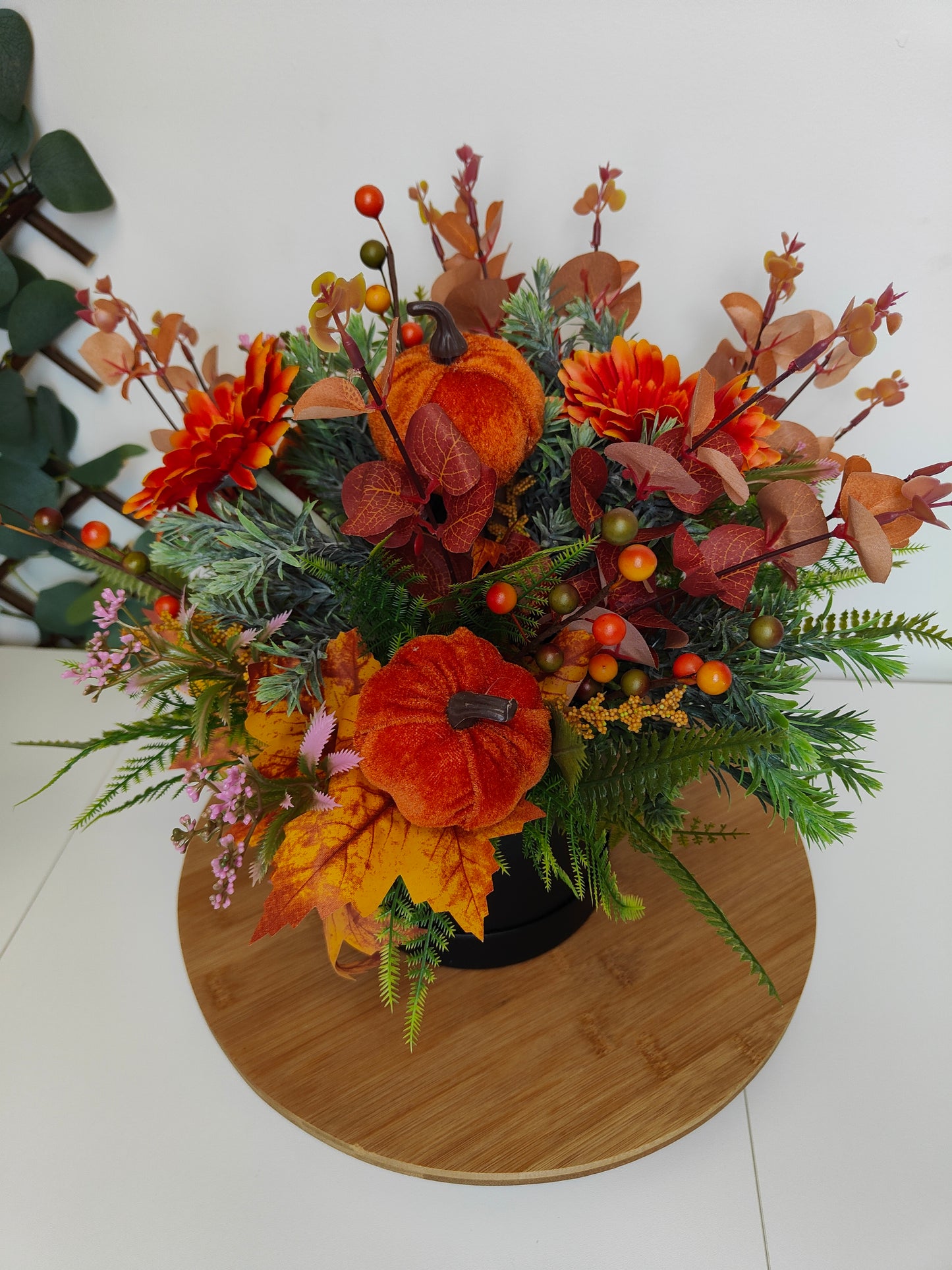 Halloween Velvet Pumpkin Artificial Flower Arrangement