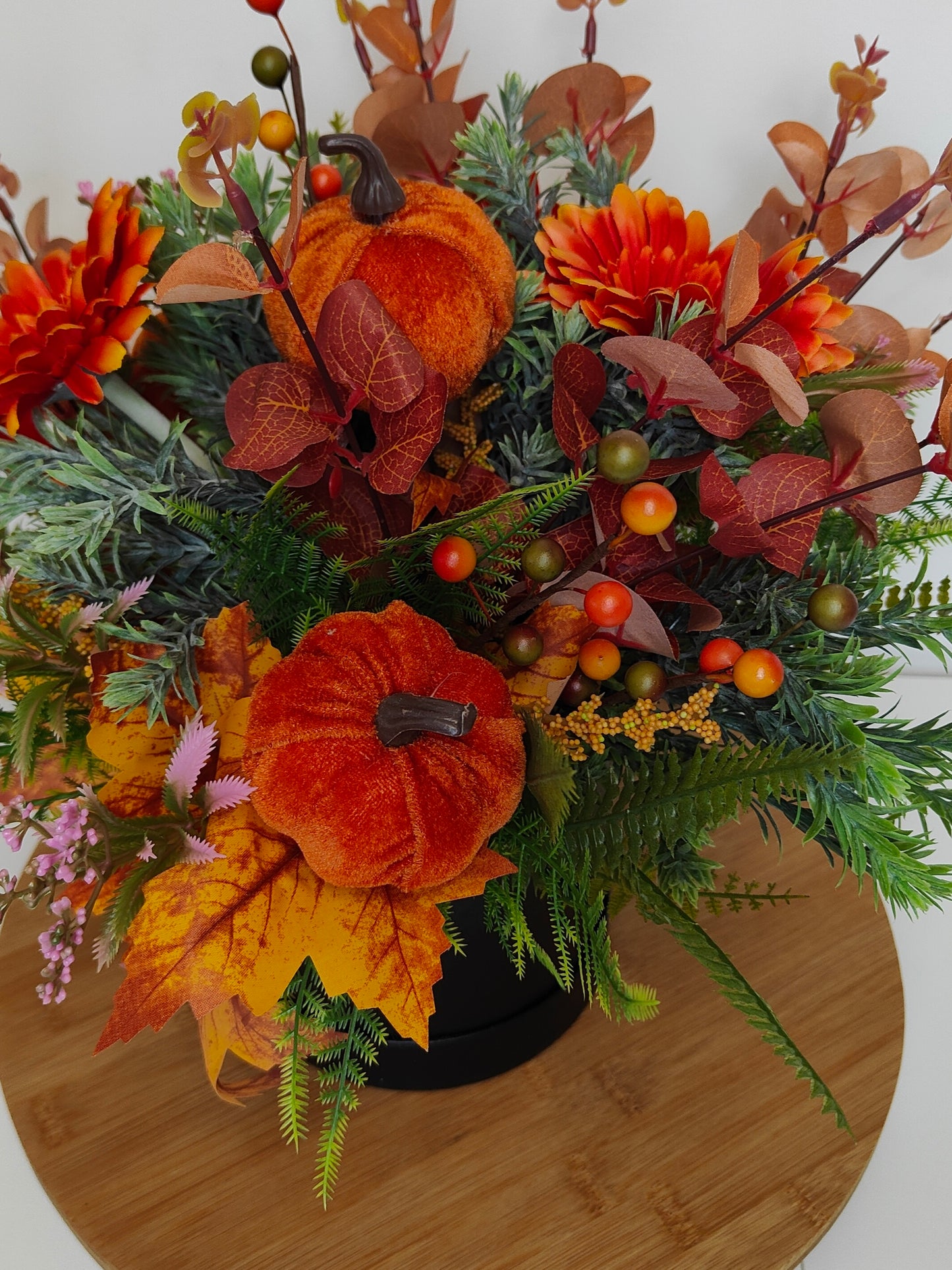 Halloween Velvet Pumpkin Artificial Flower Arrangement