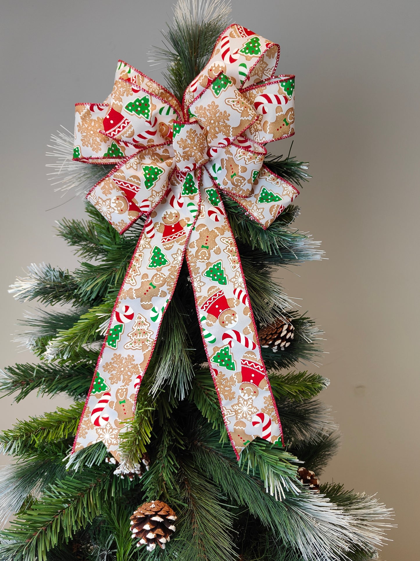 Red White Green Gingerbread Man Bow
