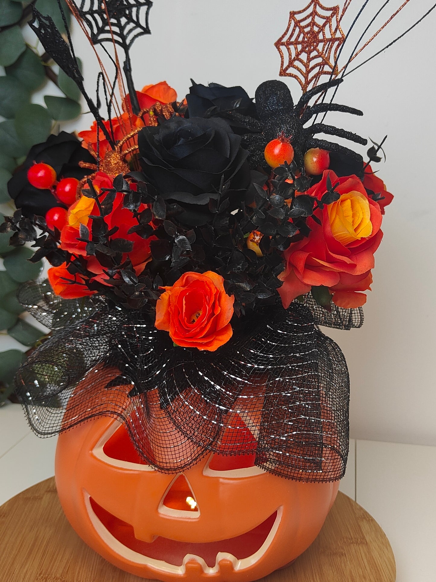 Black Halloween Pumpkin Artificial Flower Arrangement