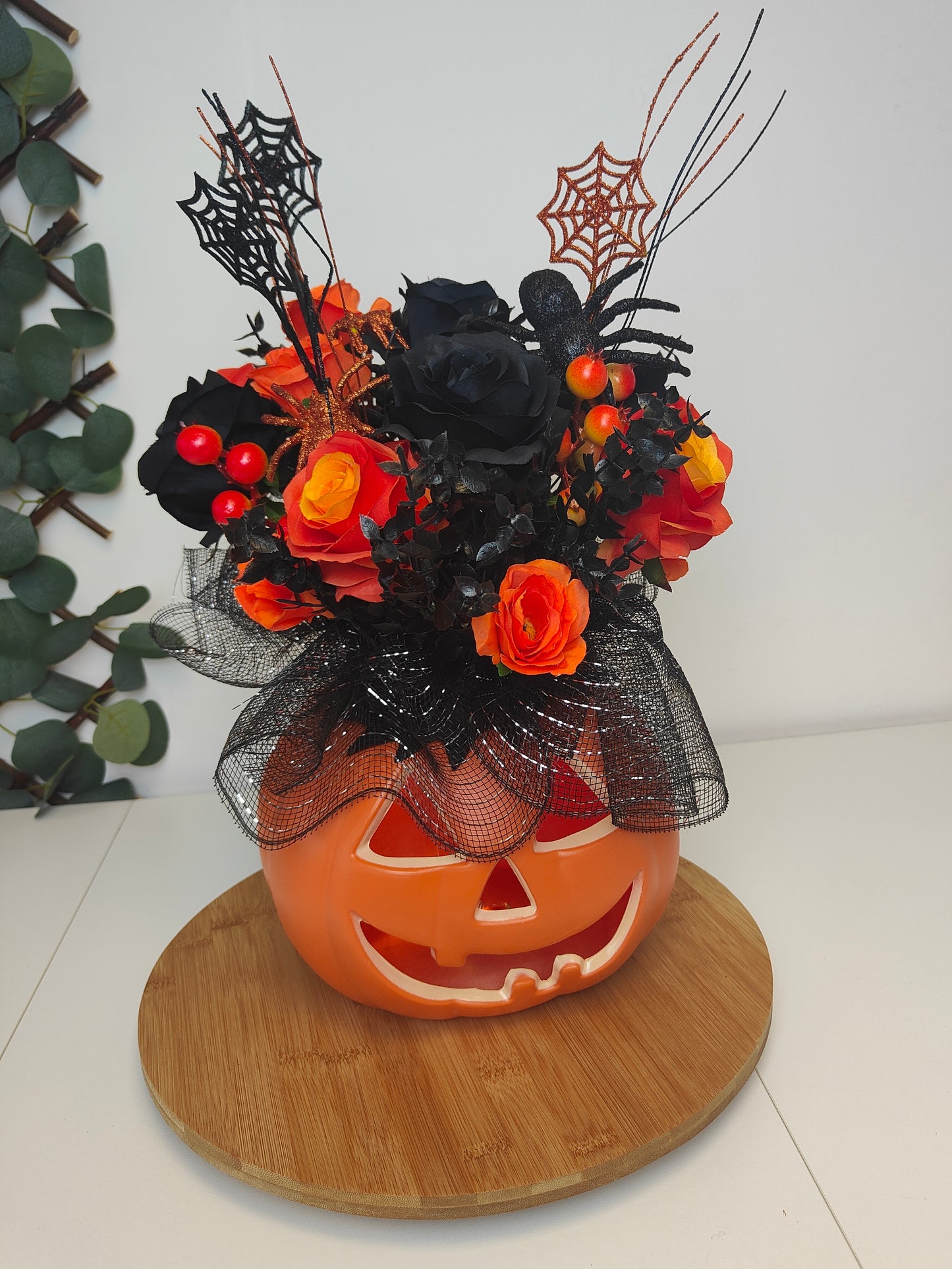 Black Halloween Pumpkin Artificial Flower Arrangement