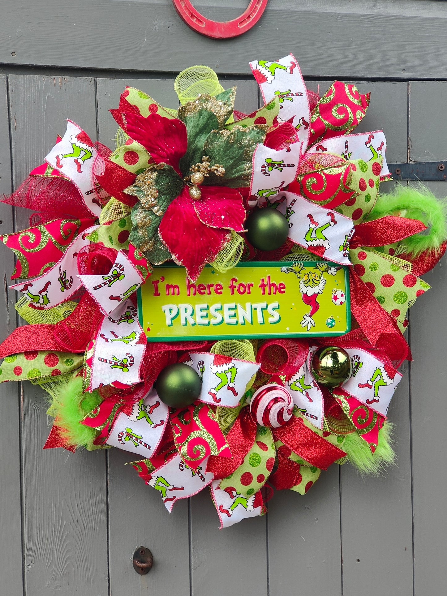 Christmas Green Monster Present Wreath
