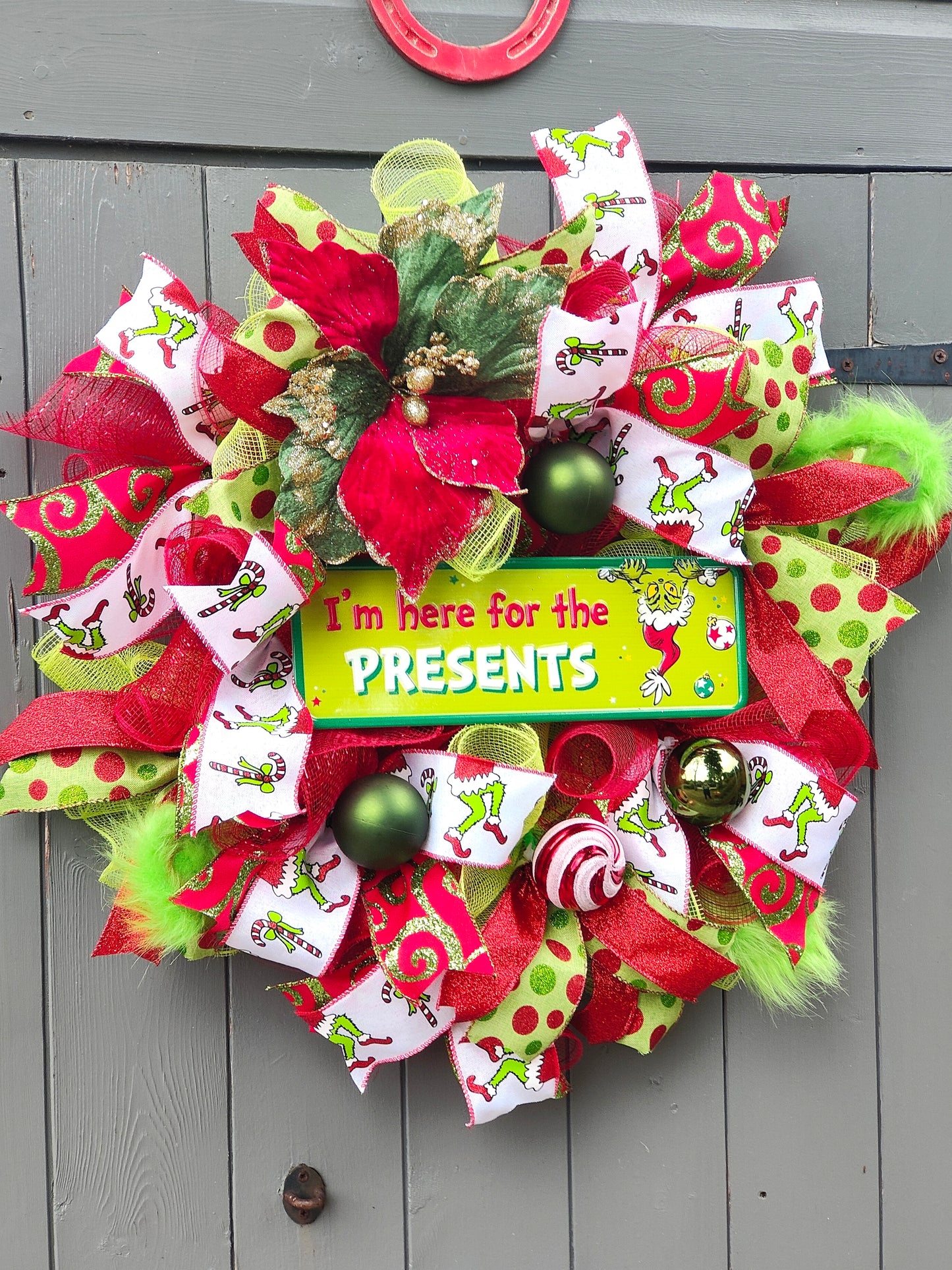 Christmas Green Monster Present Wreath