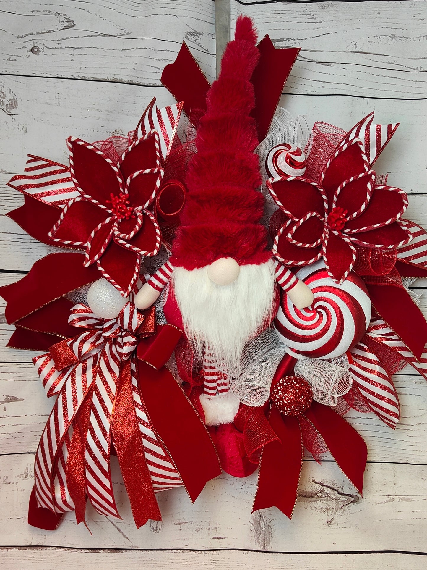 Red White Candycane Gonk Christmas Wreath