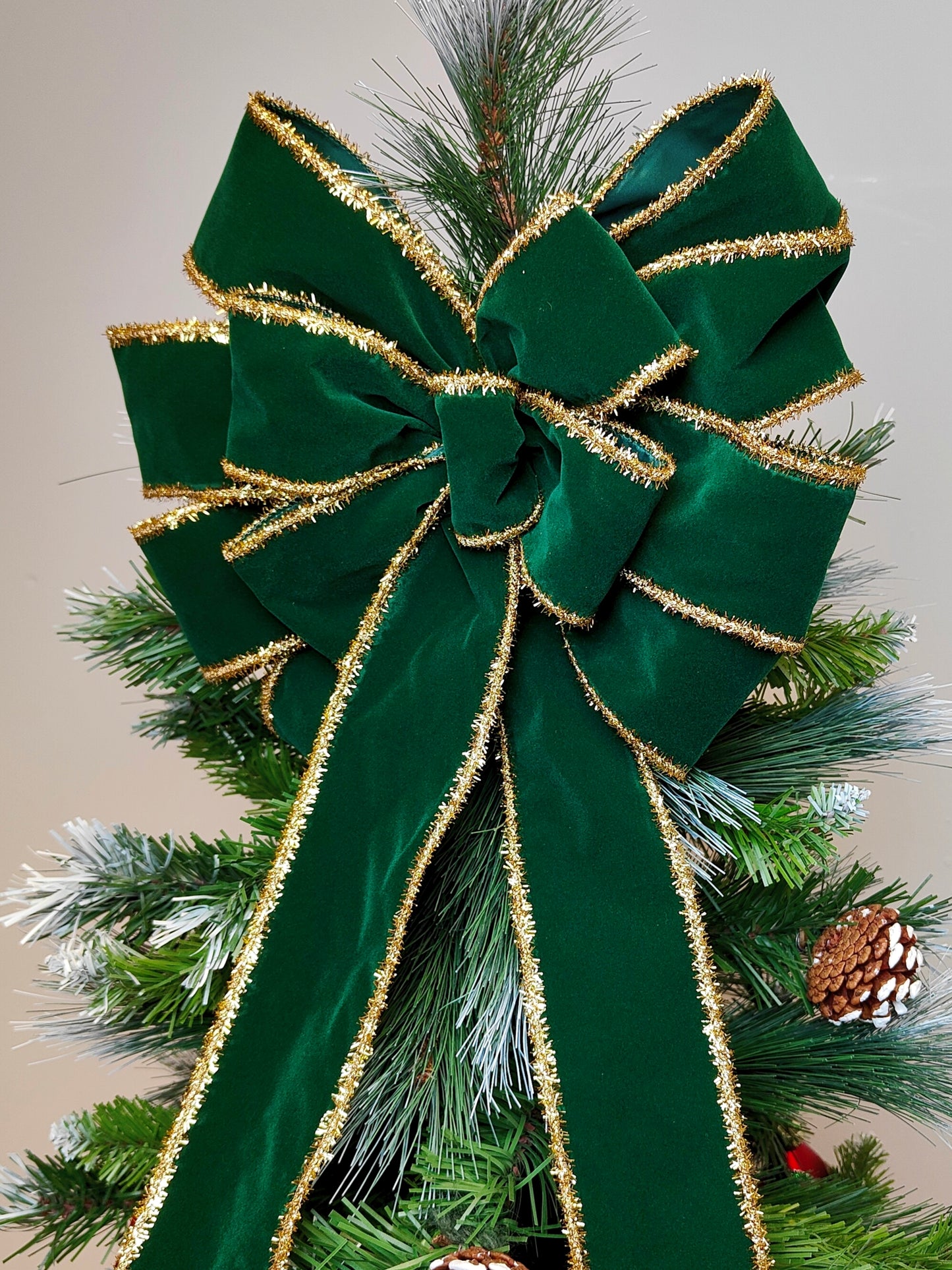 Emerald Green and Gold Velvet Bow