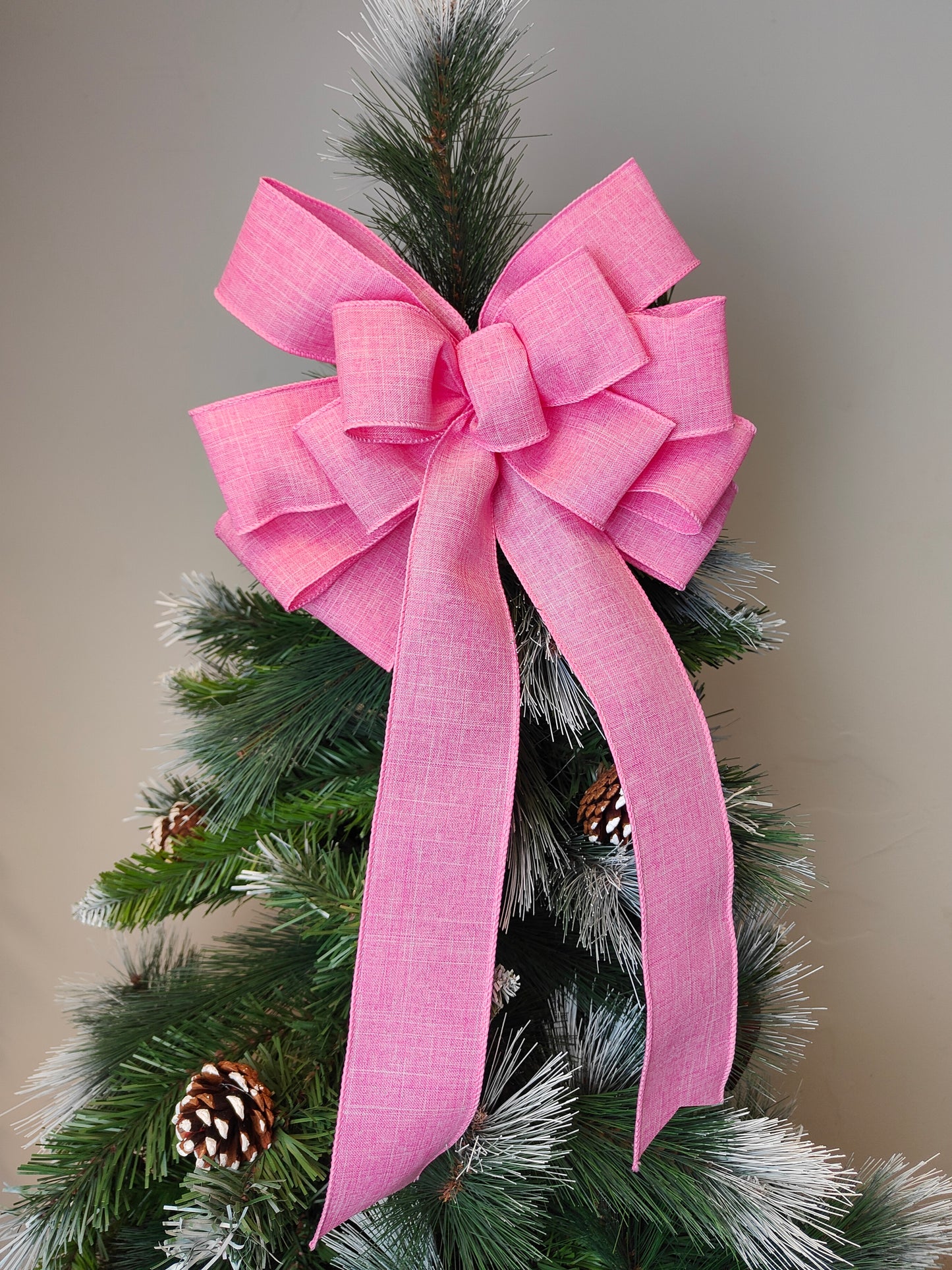 Candy Pink Christmas Tree Topper Bow