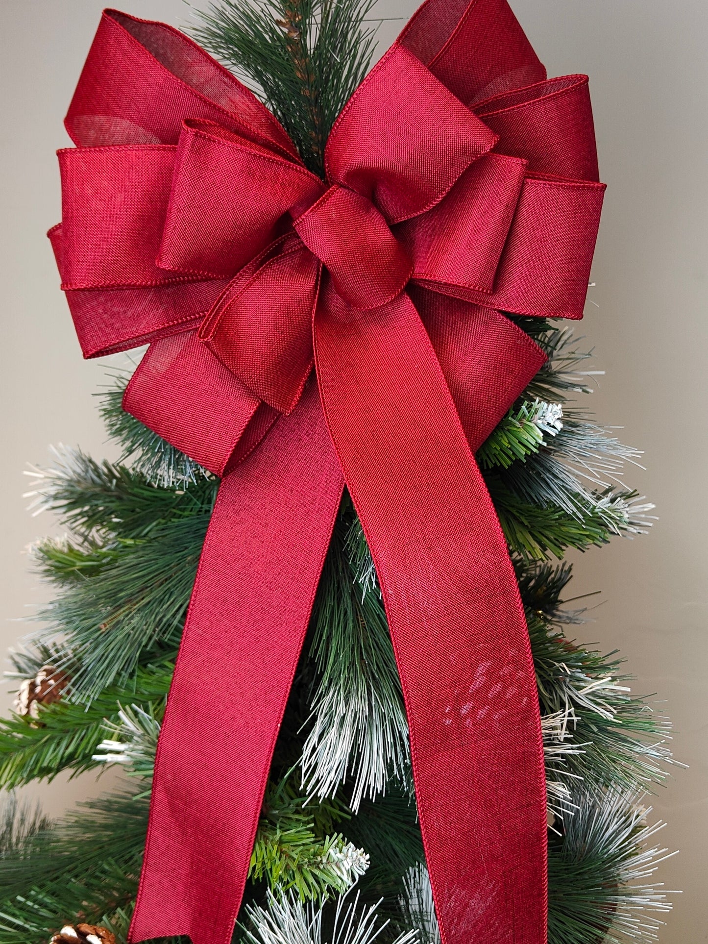 Burgundy Christmas Tree Topper Bow
