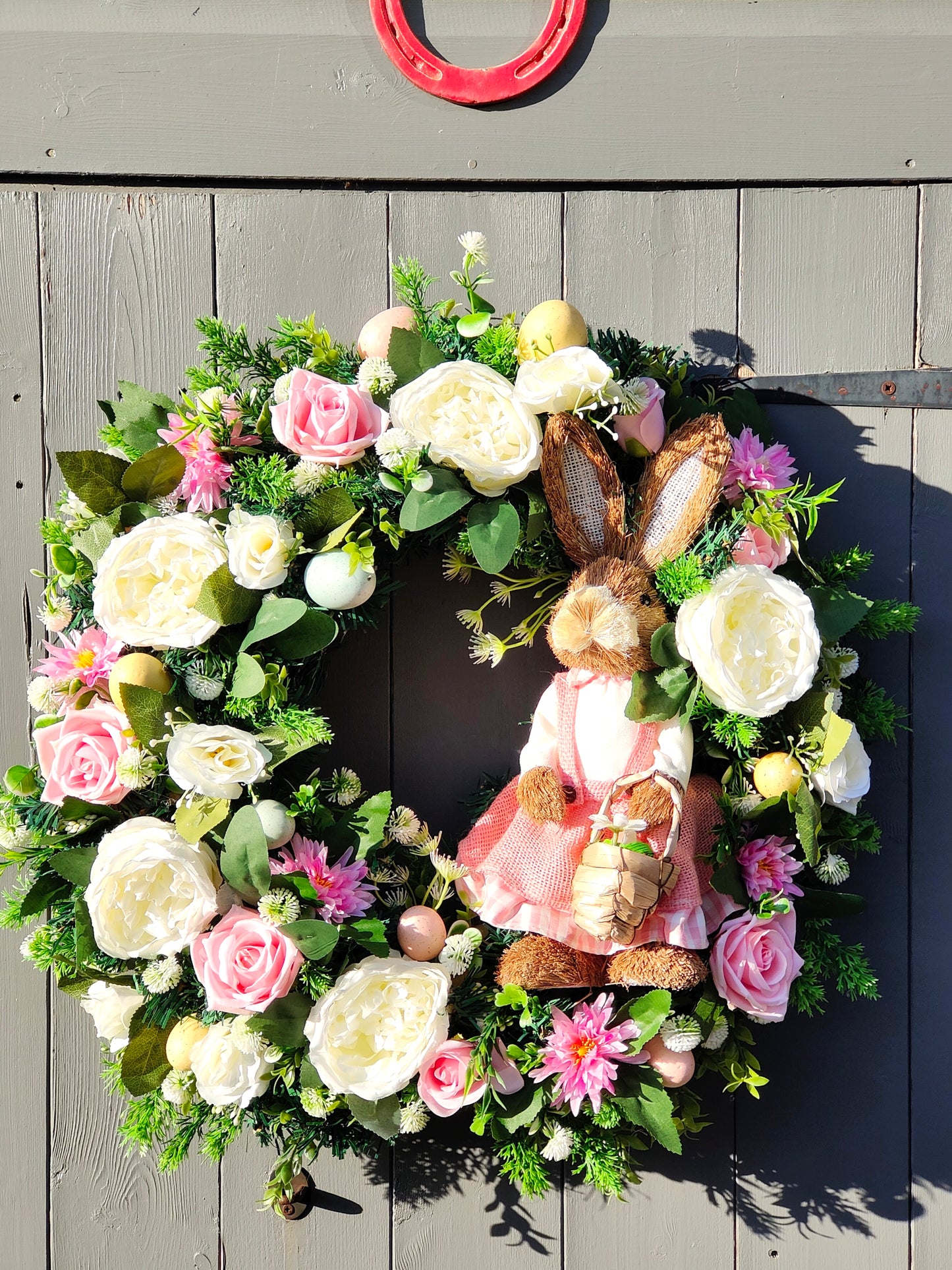 Miss Bunny Easter Artificial Flower Wreath