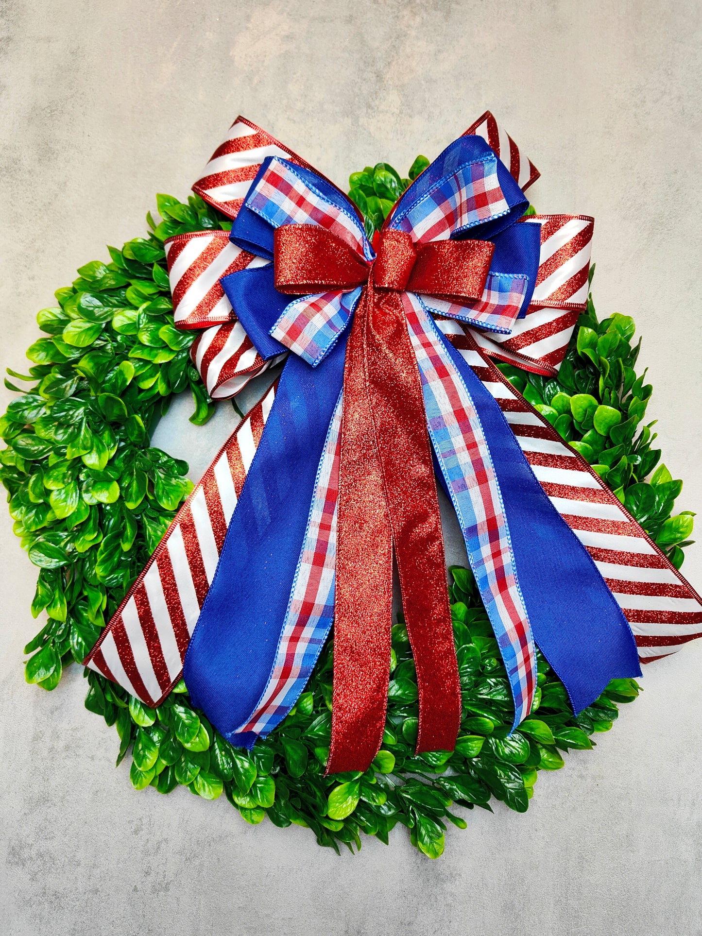 Red White & Blue Glitter Patriotic Glitter Wreath Bow for Front Door