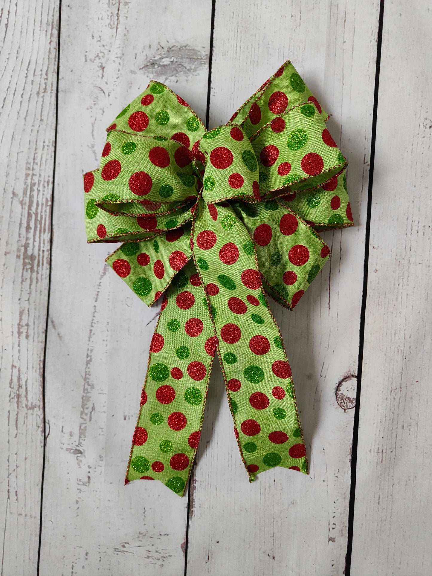 Green Red Christmas Bow 10 inch