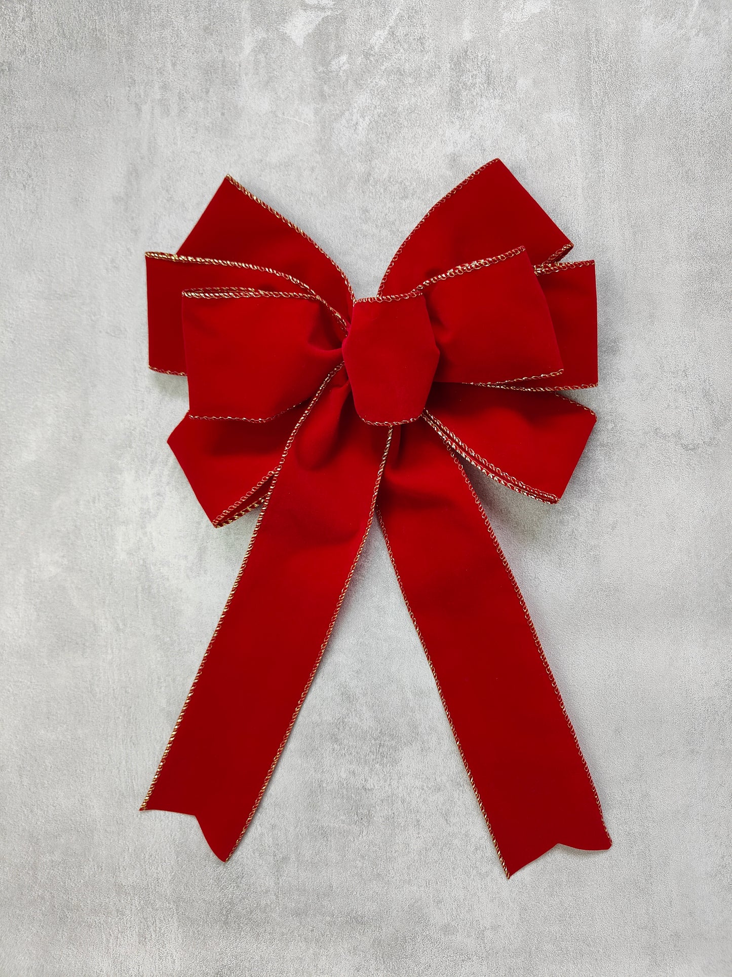 Red Gold Velvet Bow Christmas 10 inch