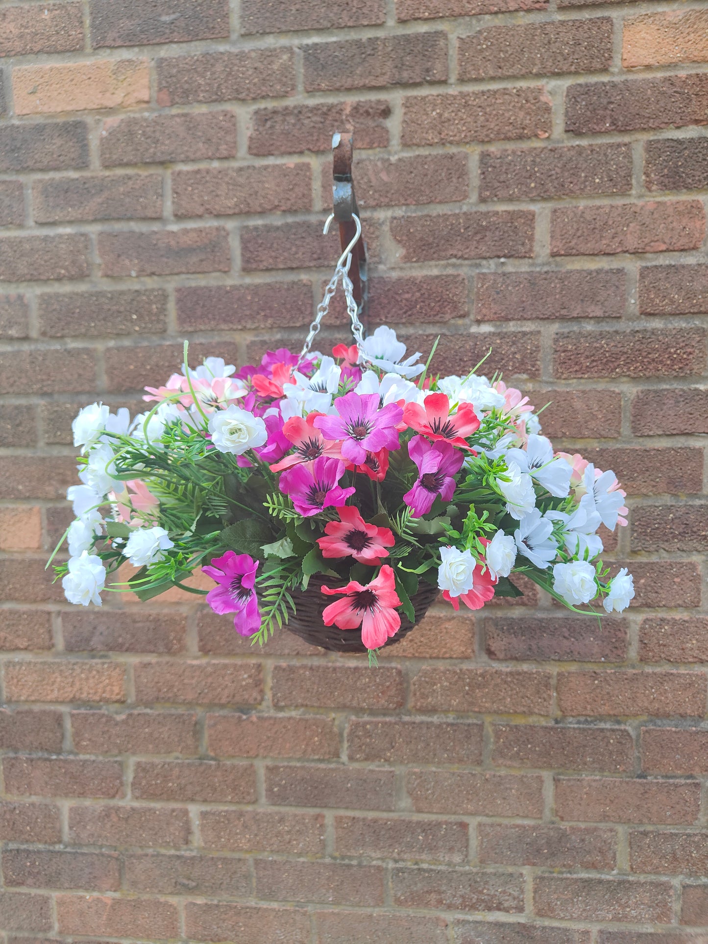 Poppy artificial flower hanging basket outdoor