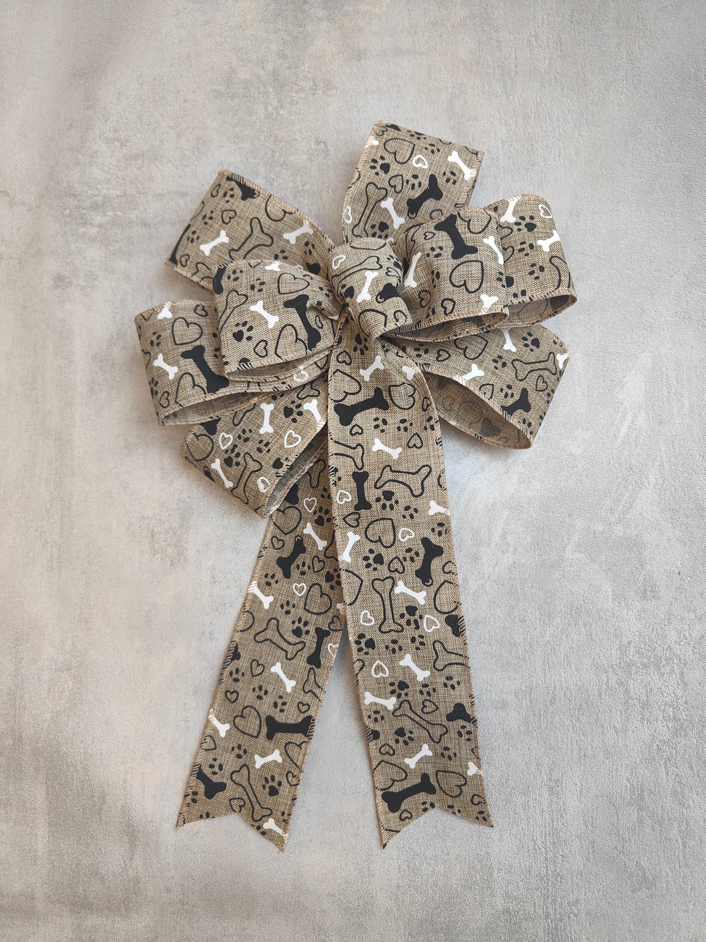 Dog Print Brown Bow 10 inch