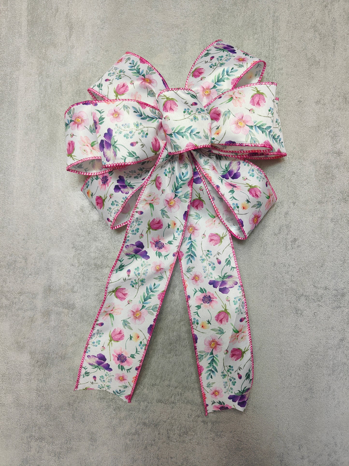 Pink Purple Flower Wreath Bow