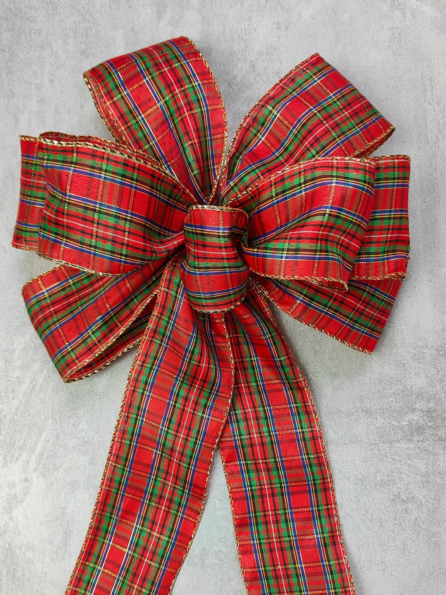 Red Green Tartan Bow Christmas 10 inch