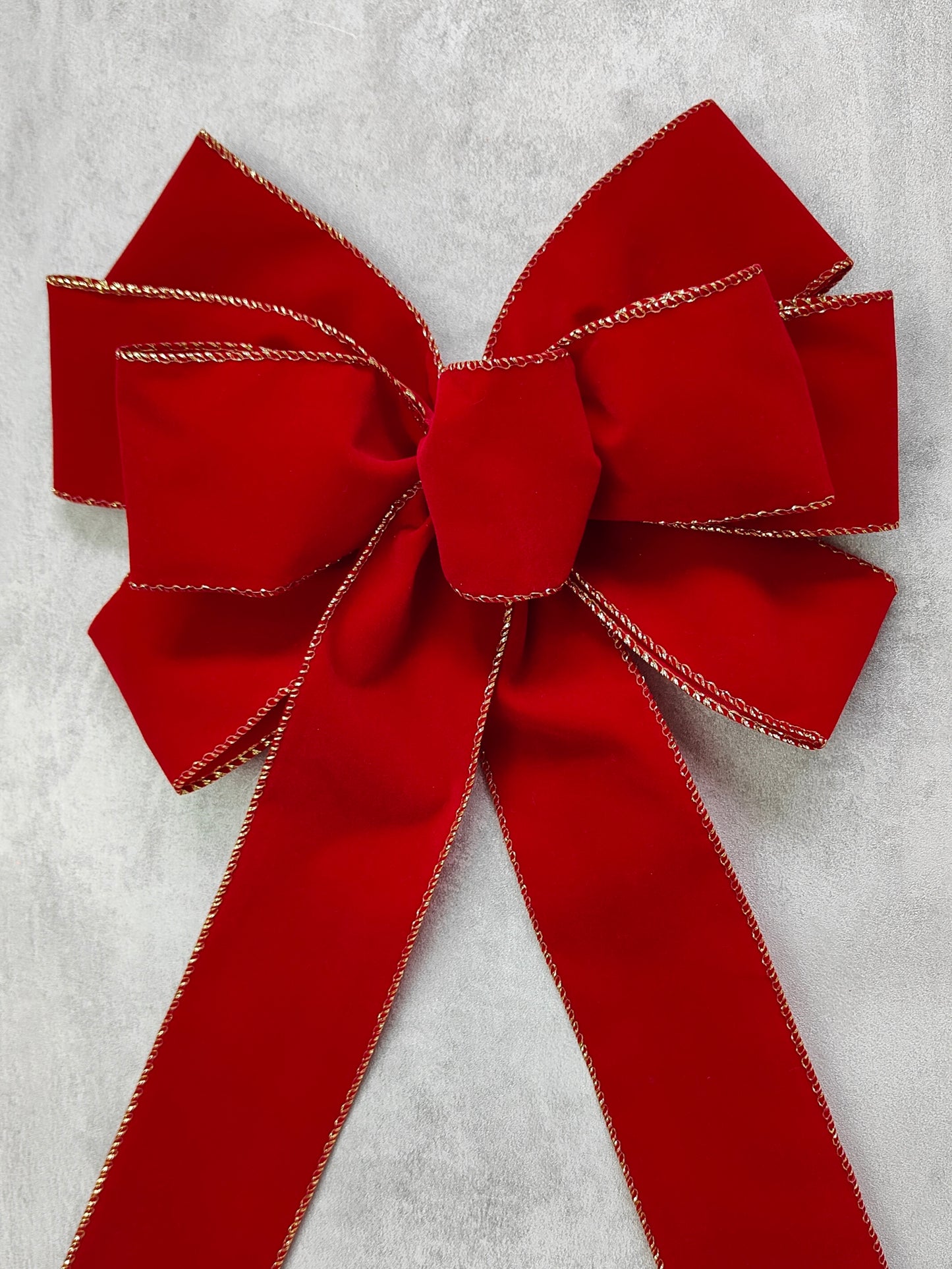 Red Gold Velvet Bow Christmas 10 inch