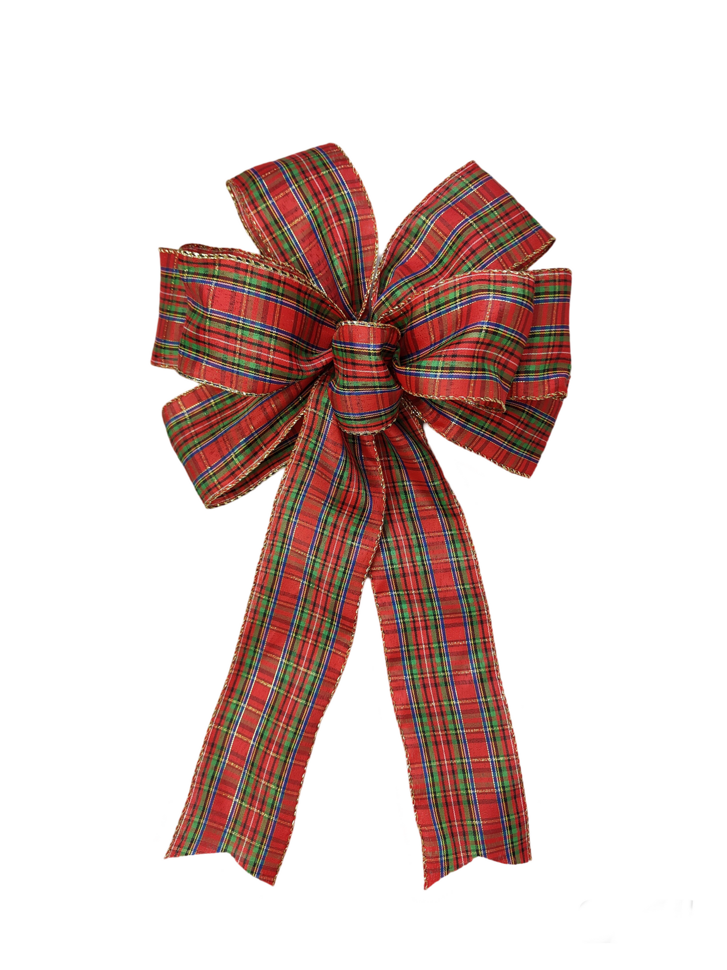 Red Green Tartan Bow Christmas 10 inch
