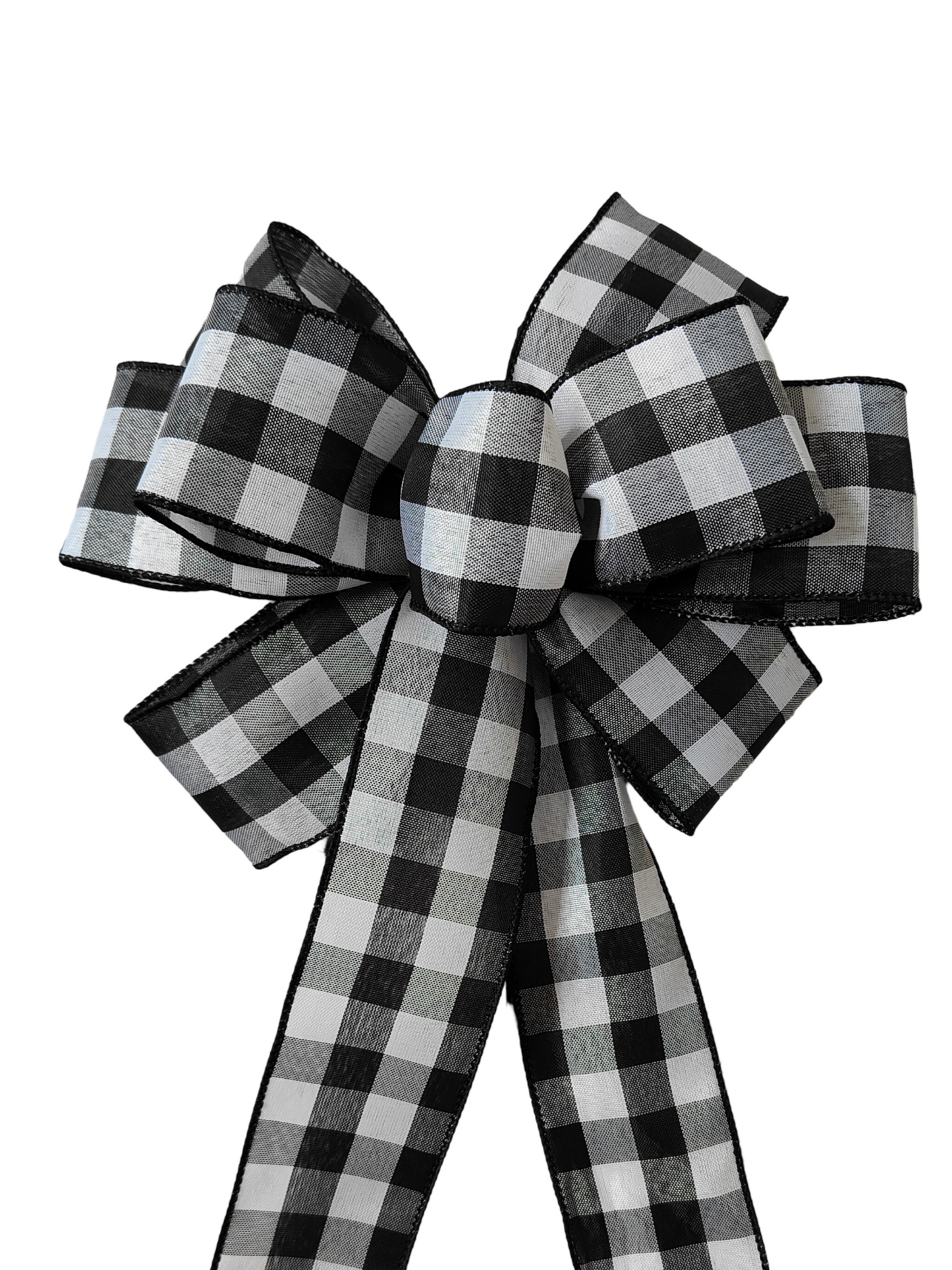 Black White Plaid Check Bow 10 inch