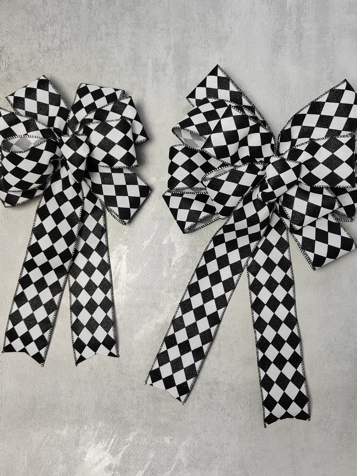 Black White Harlequin Glitter Christmas Bow 12 inch