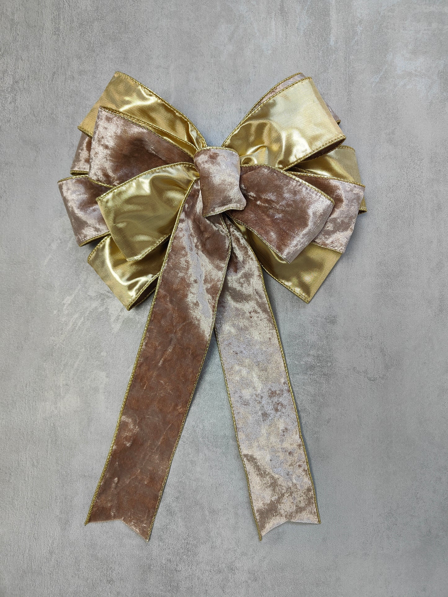 Deluxe Beige and Gold Velvet Bow