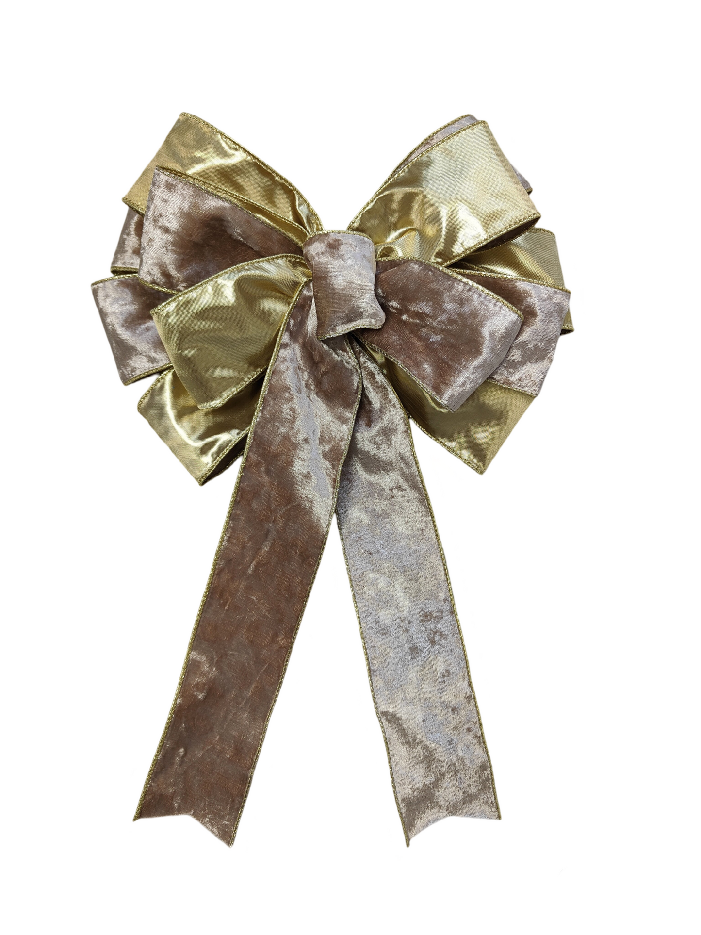 Deluxe Beige and Gold Velvet Bow