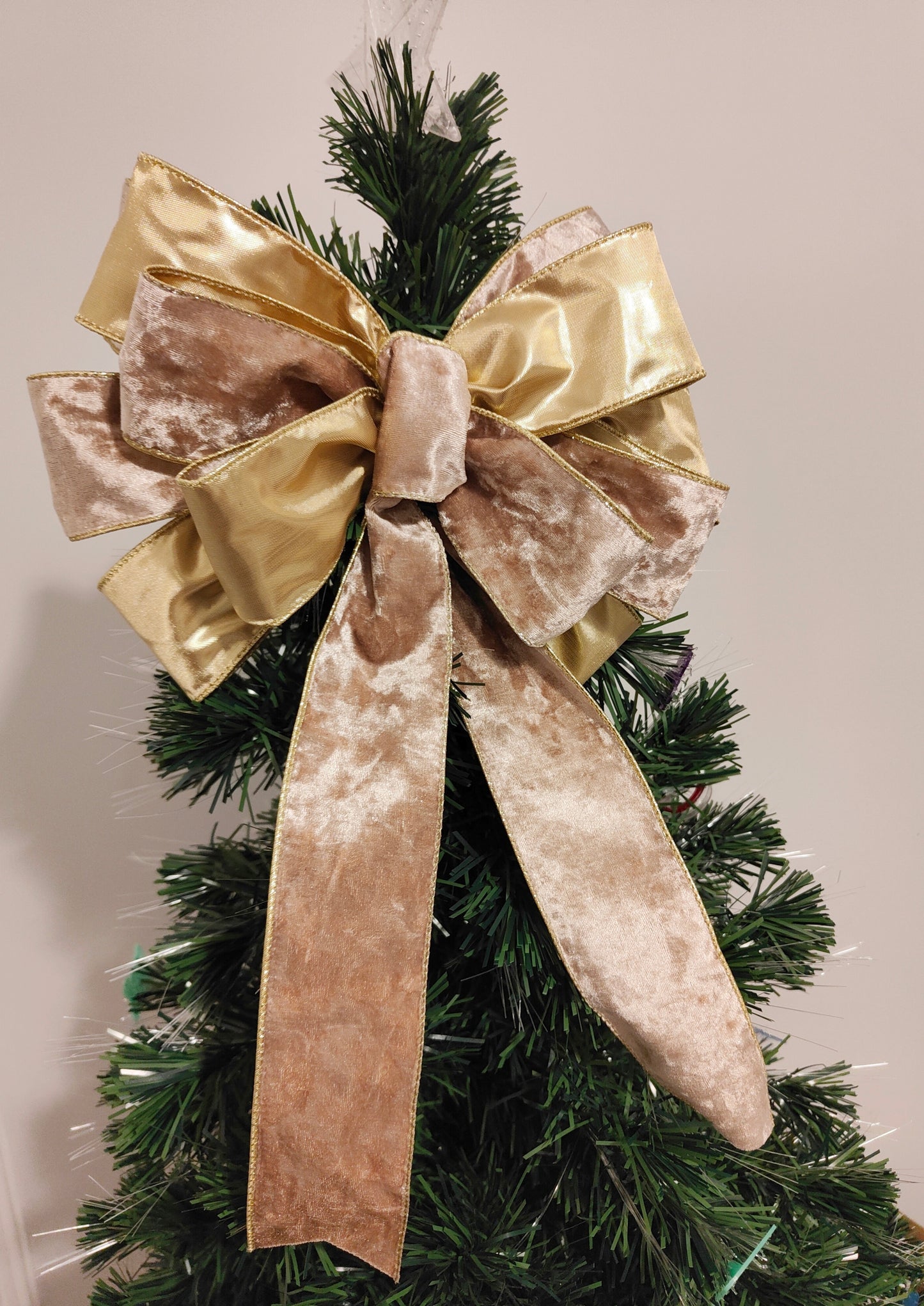 Deluxe Beige and Gold Velvet Bow