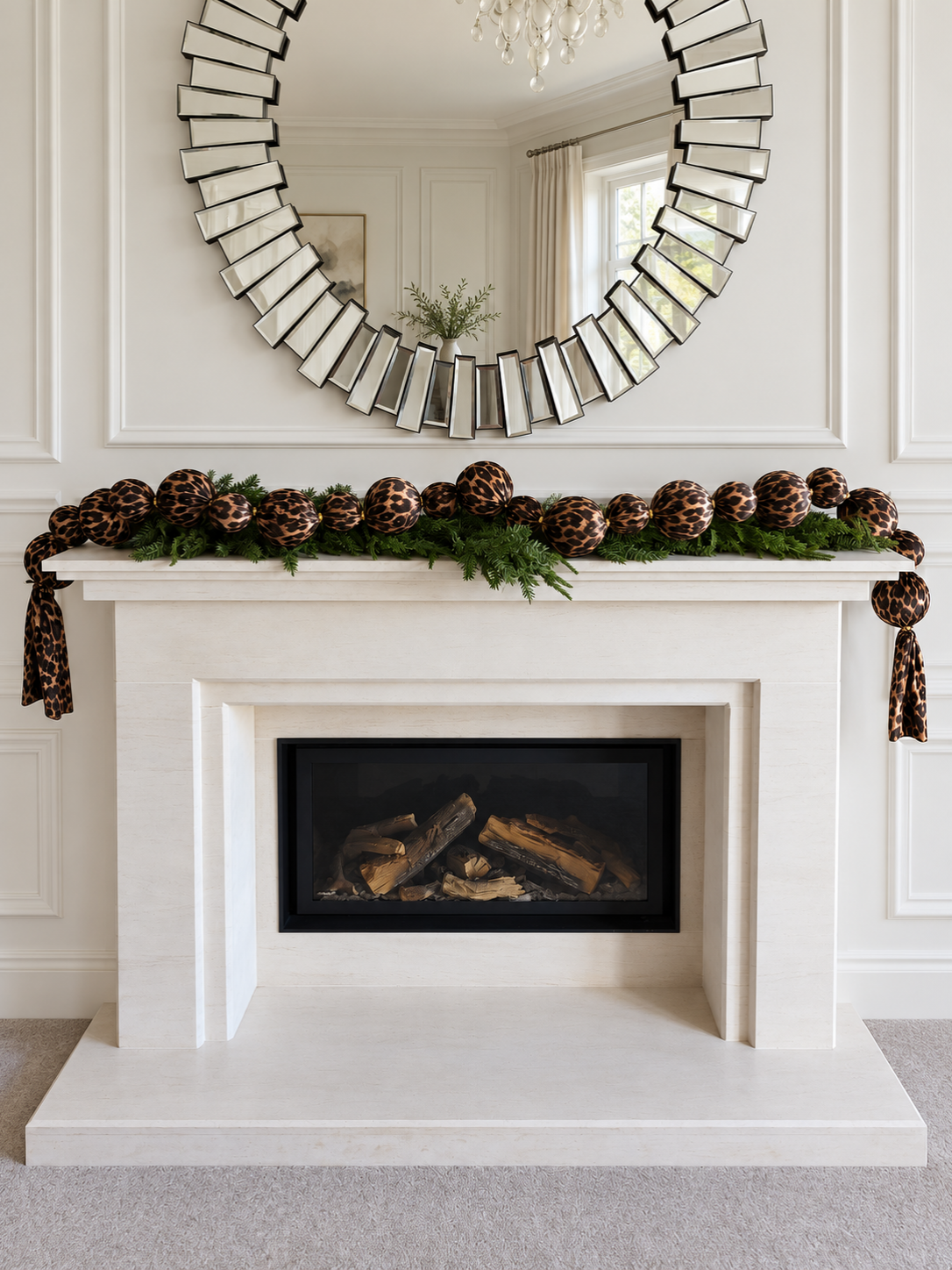 Leopard print 7ft Velvet Bauble Garland