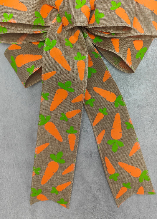 Burlap Carrot Easter Wreath Bow 10 inch