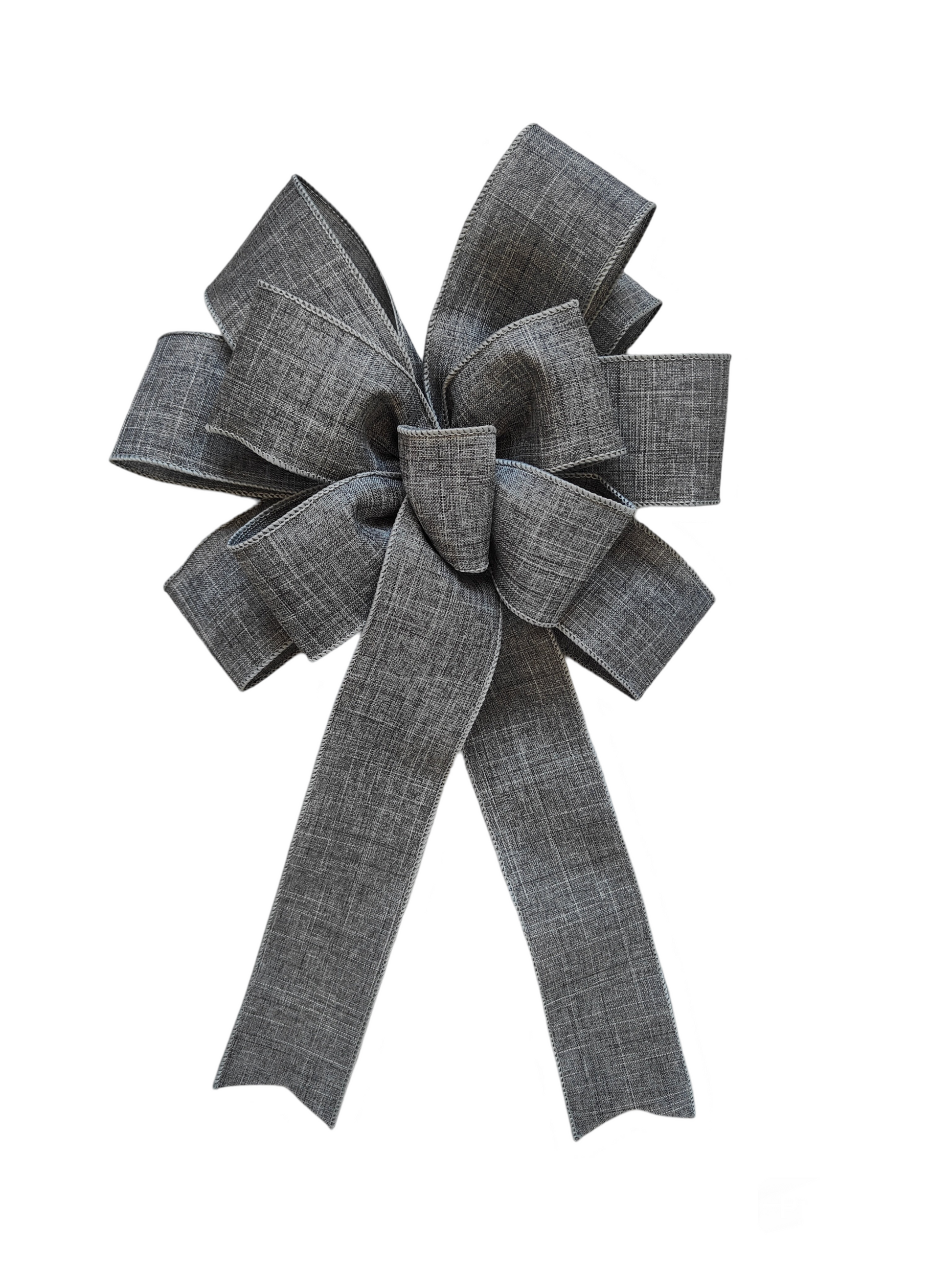 Grey Christmas tree topper bow