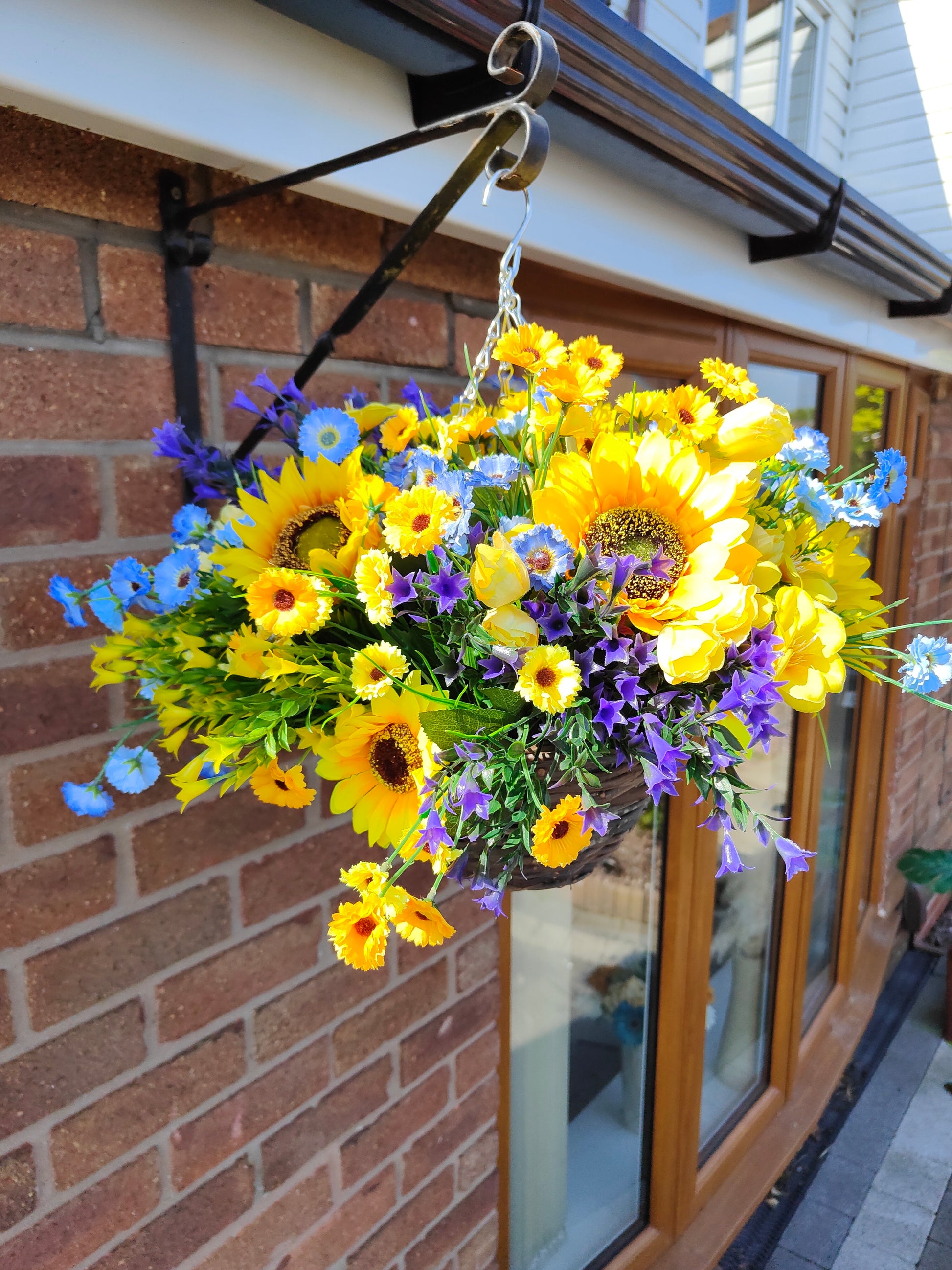 Sunflower artificial flower hanging basket wedding garden 