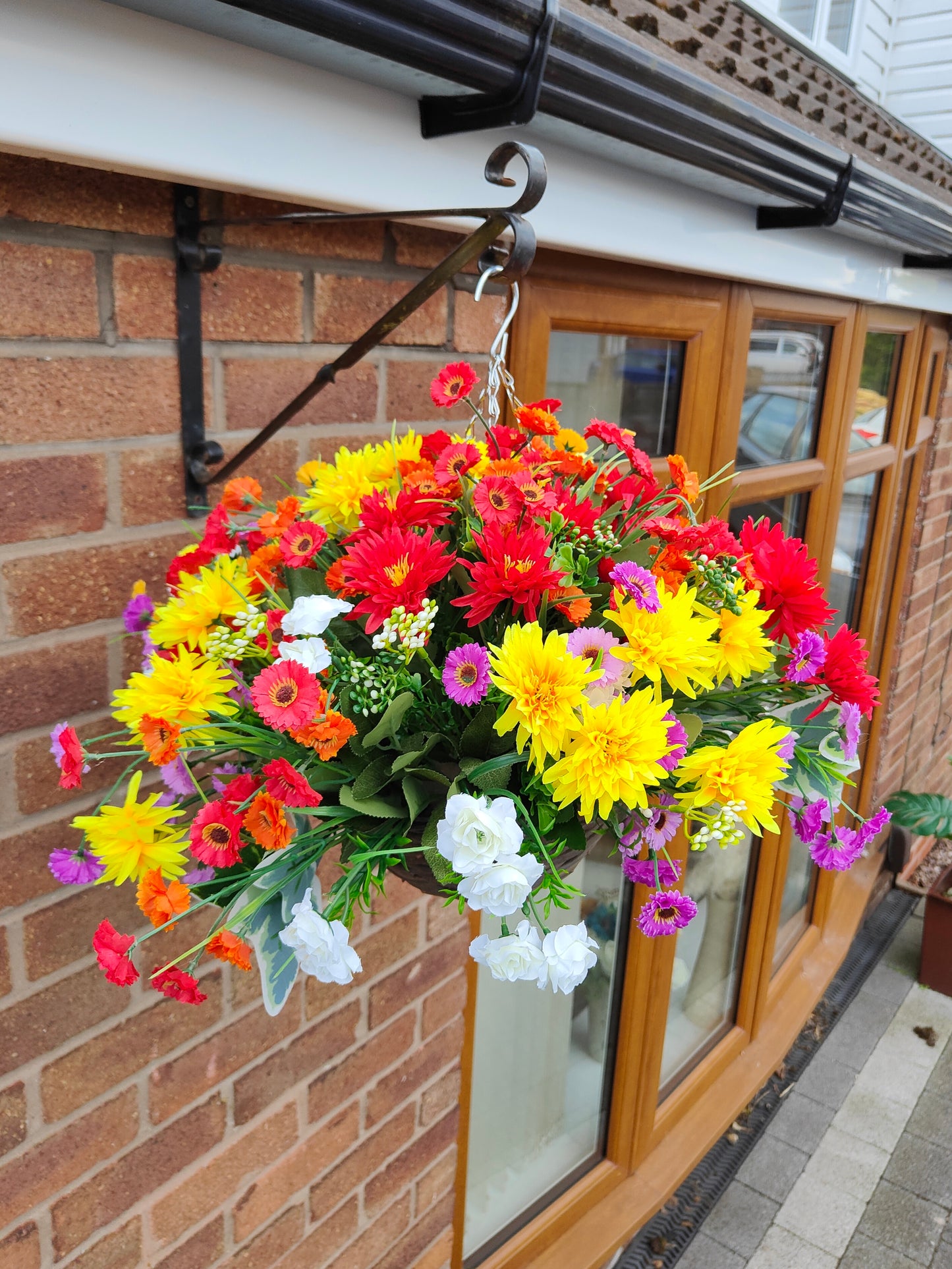 Spanish Vibes Artificial Flower Hanging Basket 10 inch