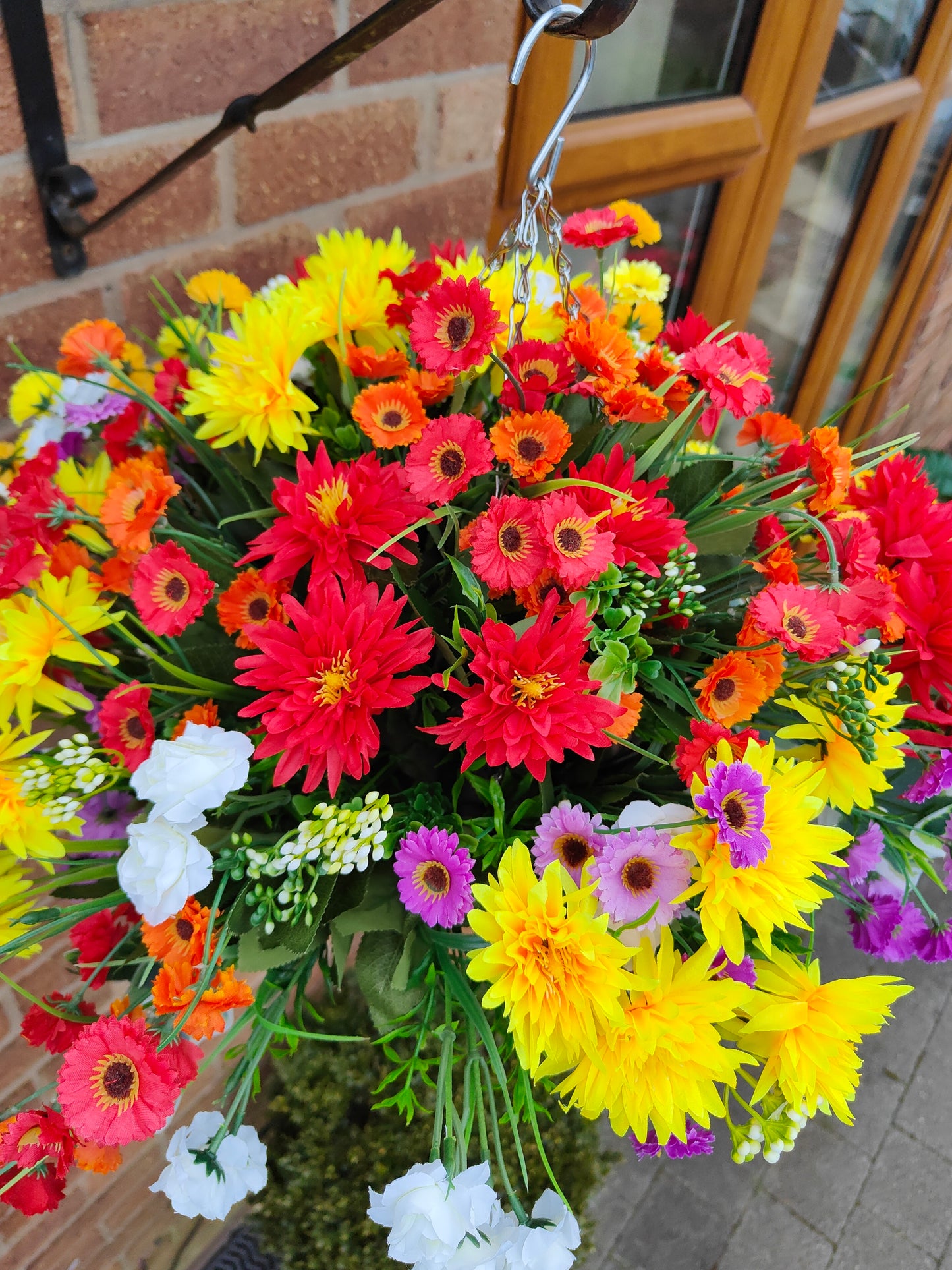 Spanish Vibes Artificial Flower Hanging Basket 10 inch